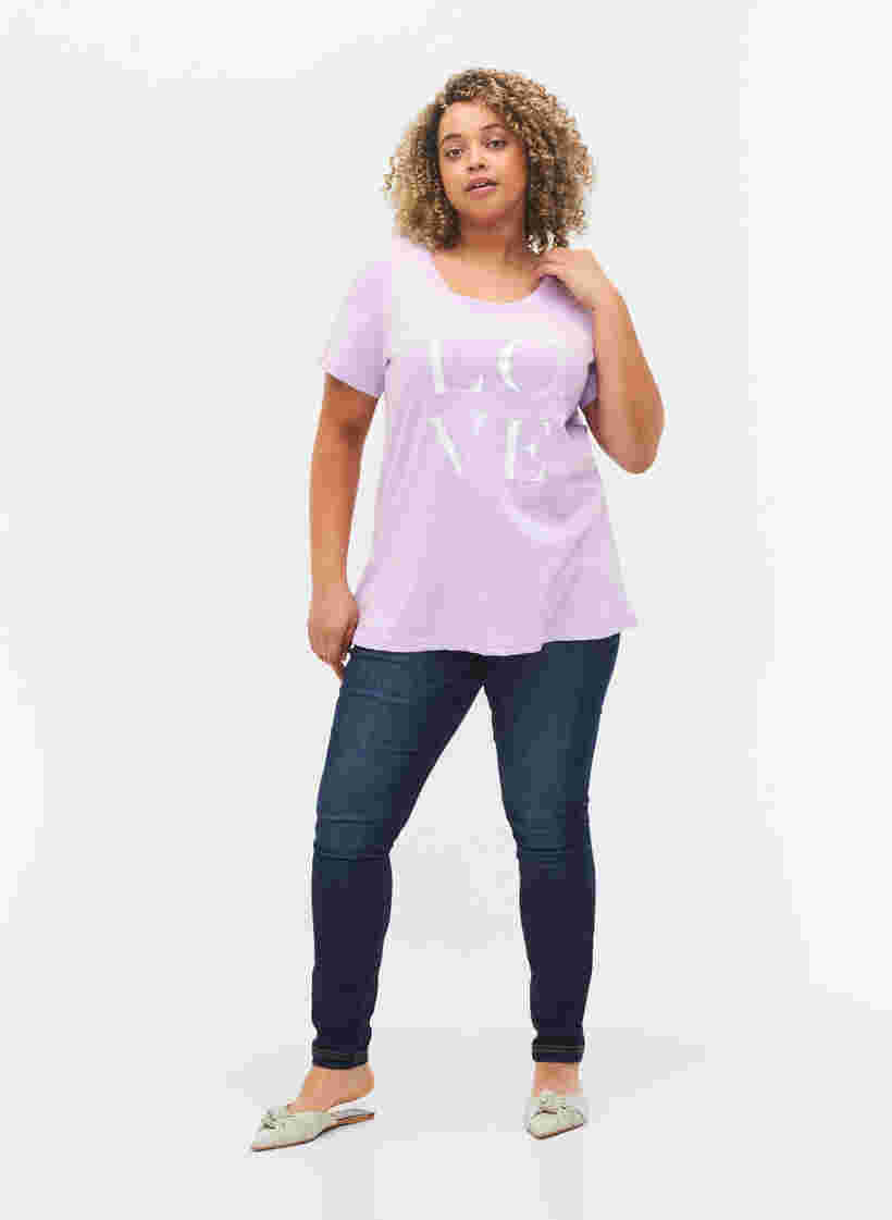 Kortærmet bomulds t-shirt med tryk, Lavendula LOVE, Model image number 2