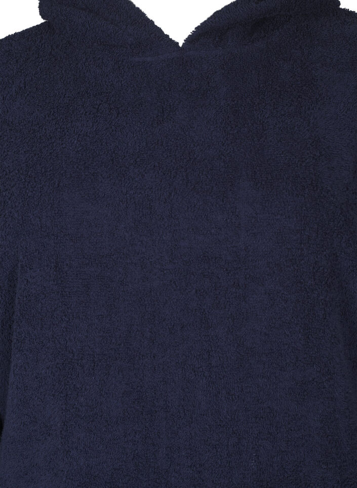 Frott&eacute; poncho med h&aelig;tte, Navy Blazer, Packshot image number 2
