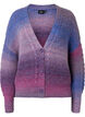 Meleret strik cardigan med knapper, Pansy Mel. Comb, Packshot image number 0