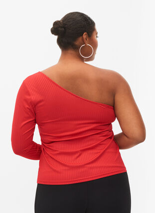 One-shoulder bluse , Tango Red, Model image number 1