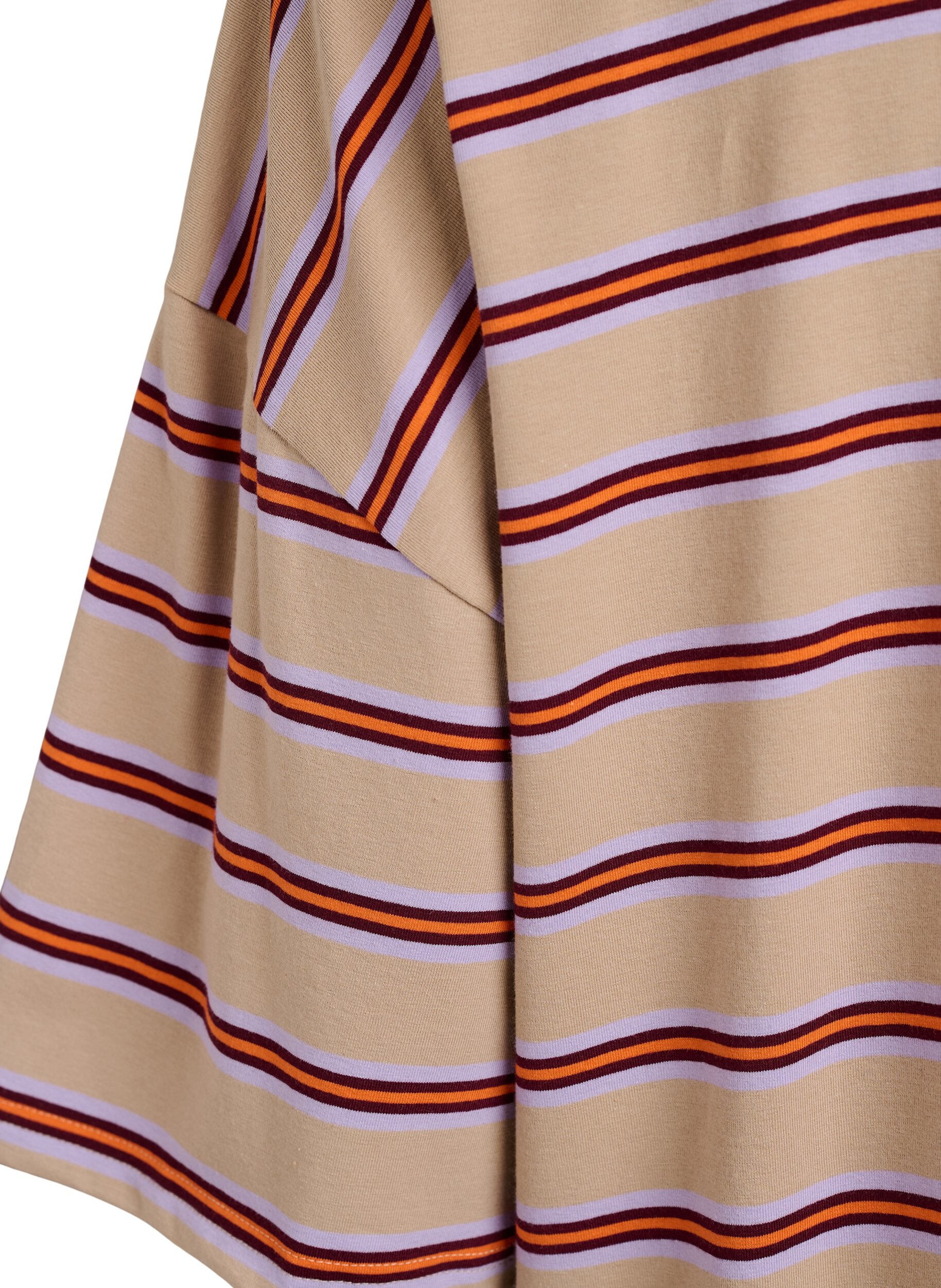 ZizziOversize T-shirt med striber og 1/2 &aelig;rmer, Beige, Packshot image number 3