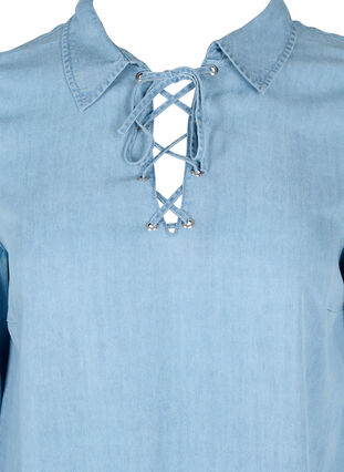 Tunika med 3/4 ærmer, Light blue denim, Packshot image number 2