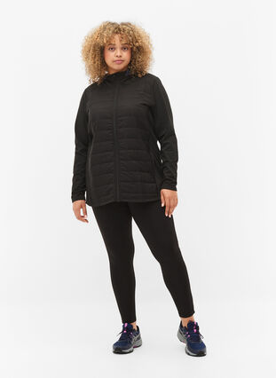 Sportscardigan med quilt og hætte, Black, Model image number 2