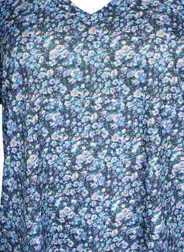 FLASH - Printet t-shirt med v-hals, Blue Green Ditsy, Packshot image number 2