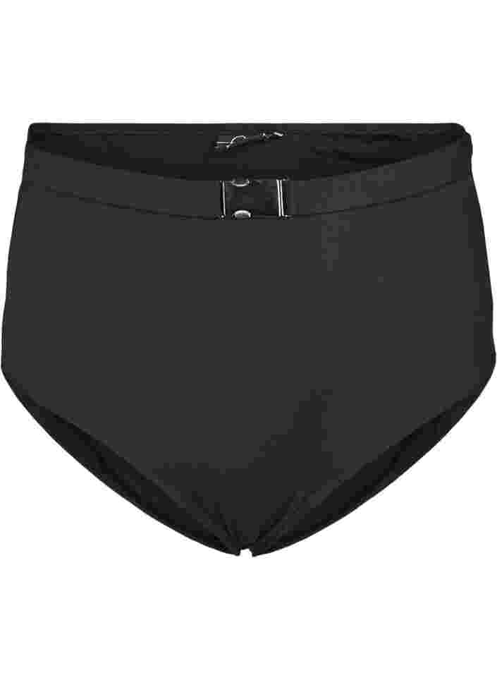 Højtaljet bikini underdel med spænde, Black, Packshot image number 0