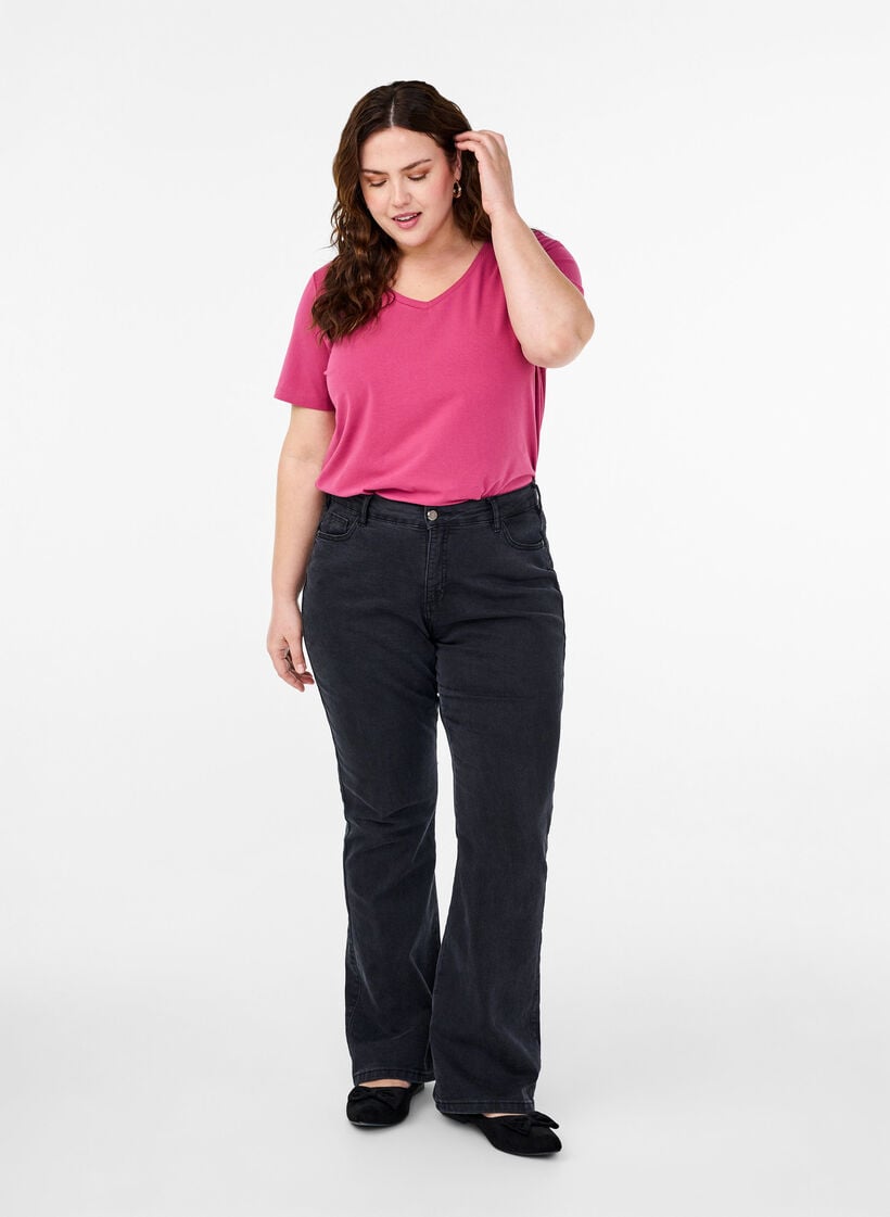 Ensfarvet basis t-shirt i bomuld, R&oslash;d, Model image number 1