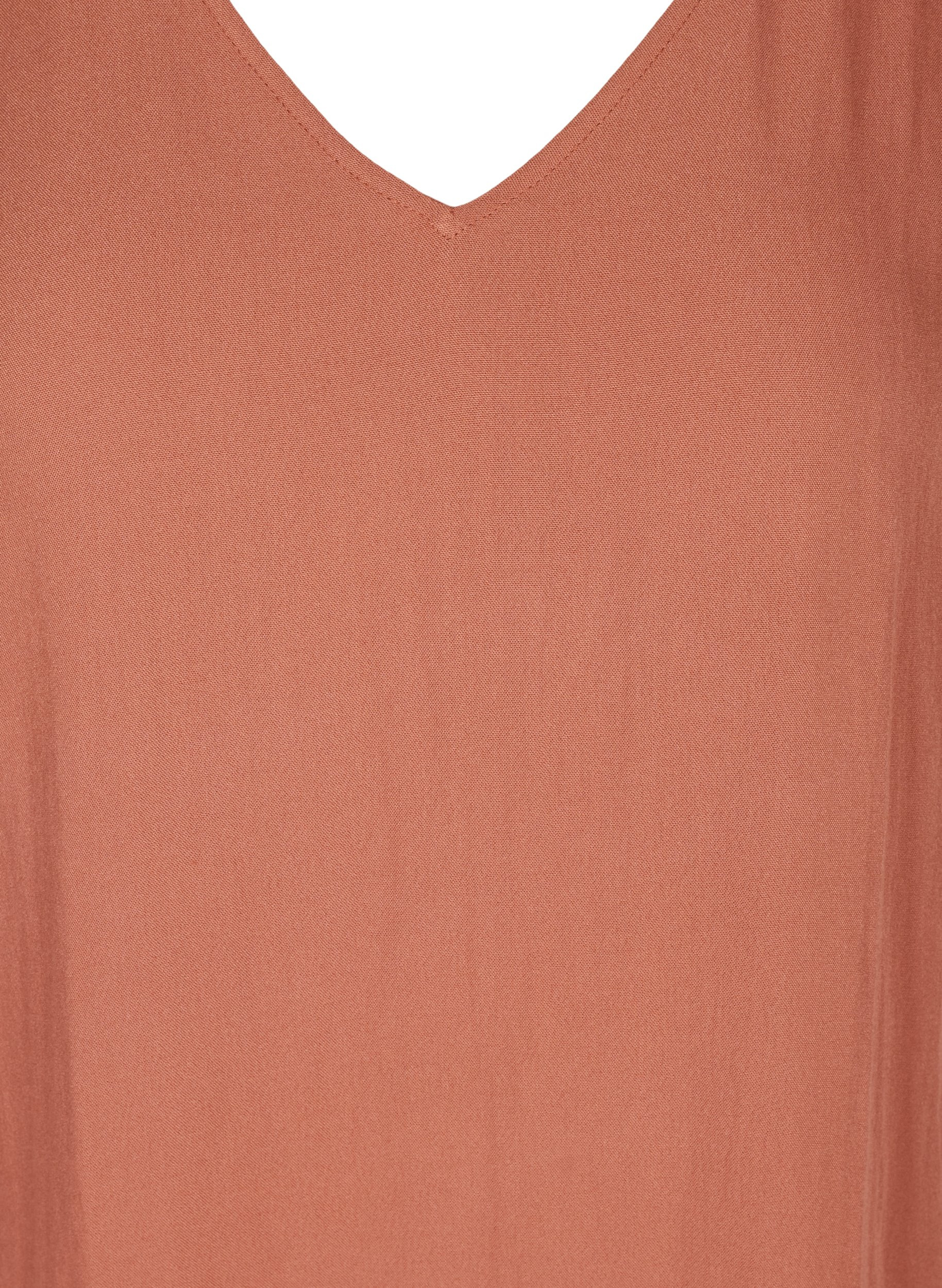 Kortærmet viskose kjole med v-udskæring, Copper Brown, Packshot image number 2