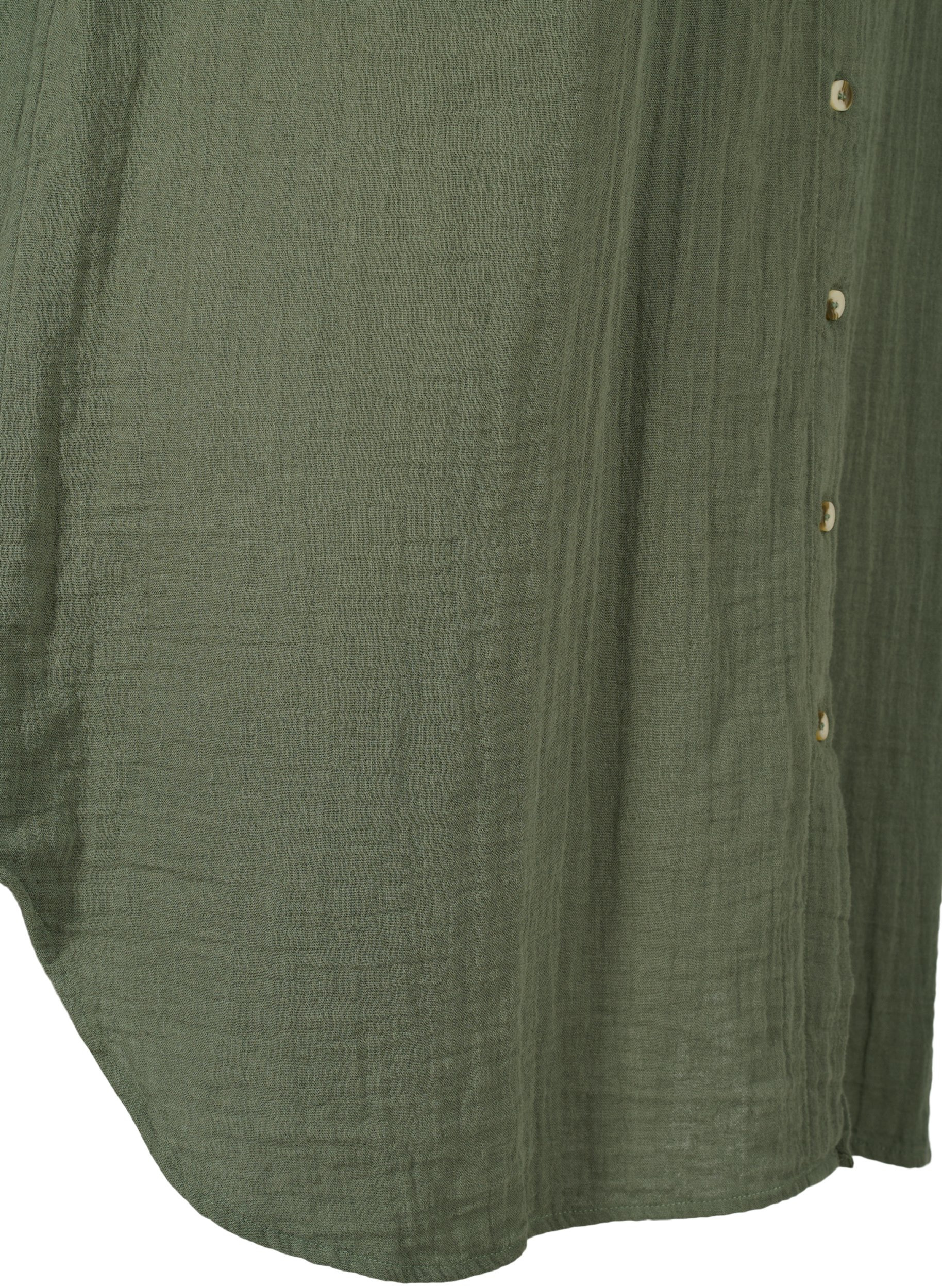 Lang bomulds skjorte med en klassisk  krave, Thyme, Packshot image number 3