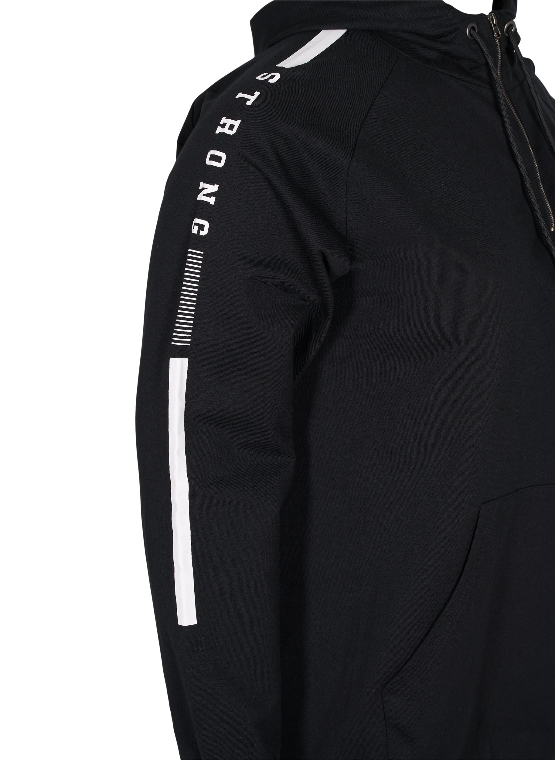 Sweatshirt med hætte og lynlås, Black, Packshot image number 3