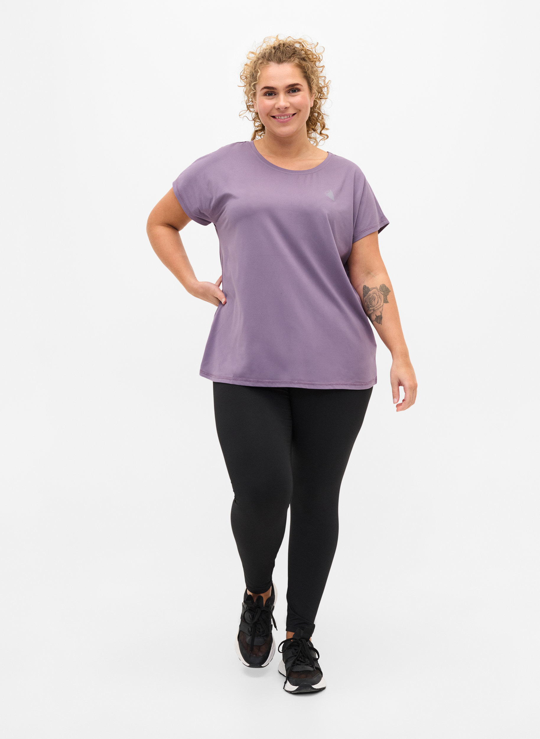 Ensfarvet trænings t-shirt, Purple Sage, Model image number 2