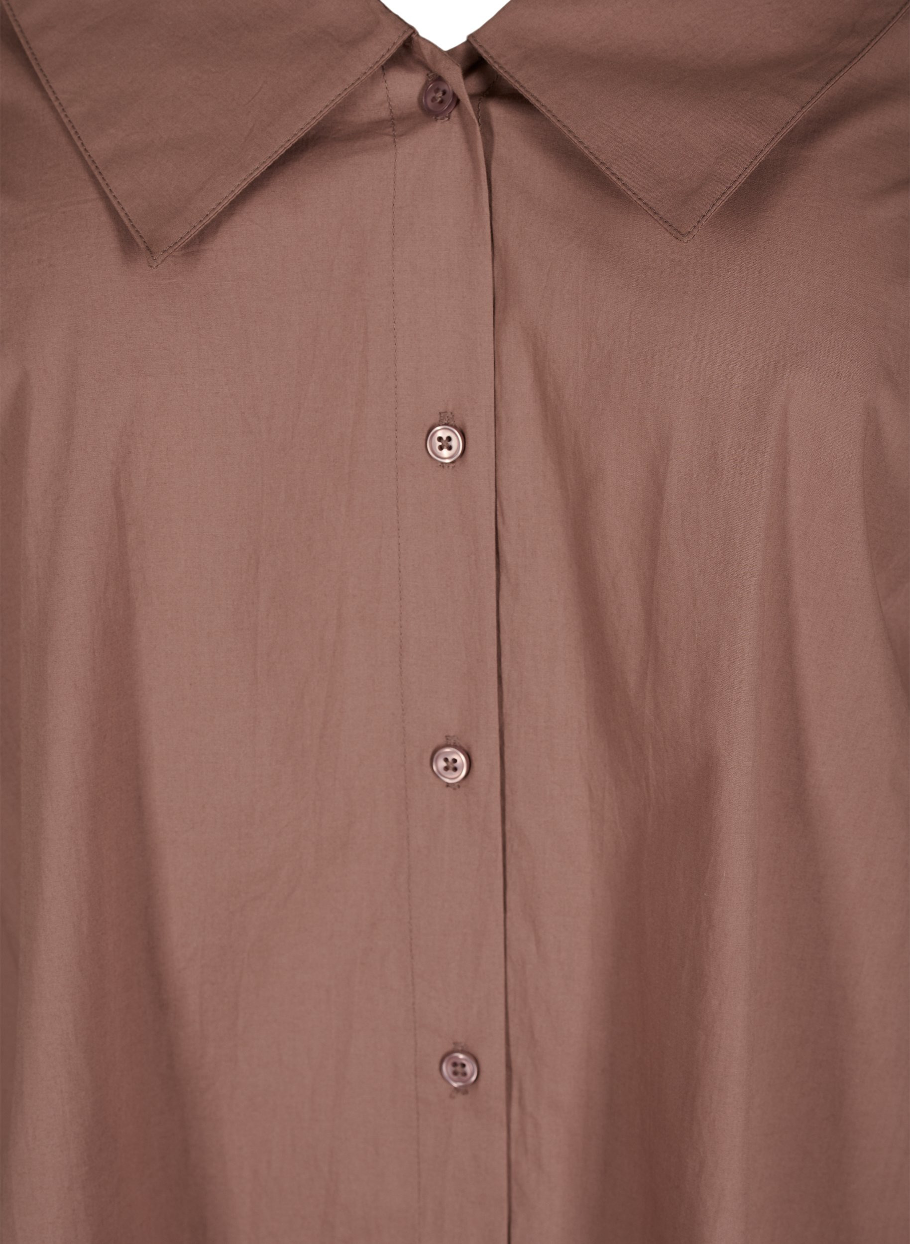 Lang skjorte i bomuld med stor krave, Deep Taupe, Packshot image number 2