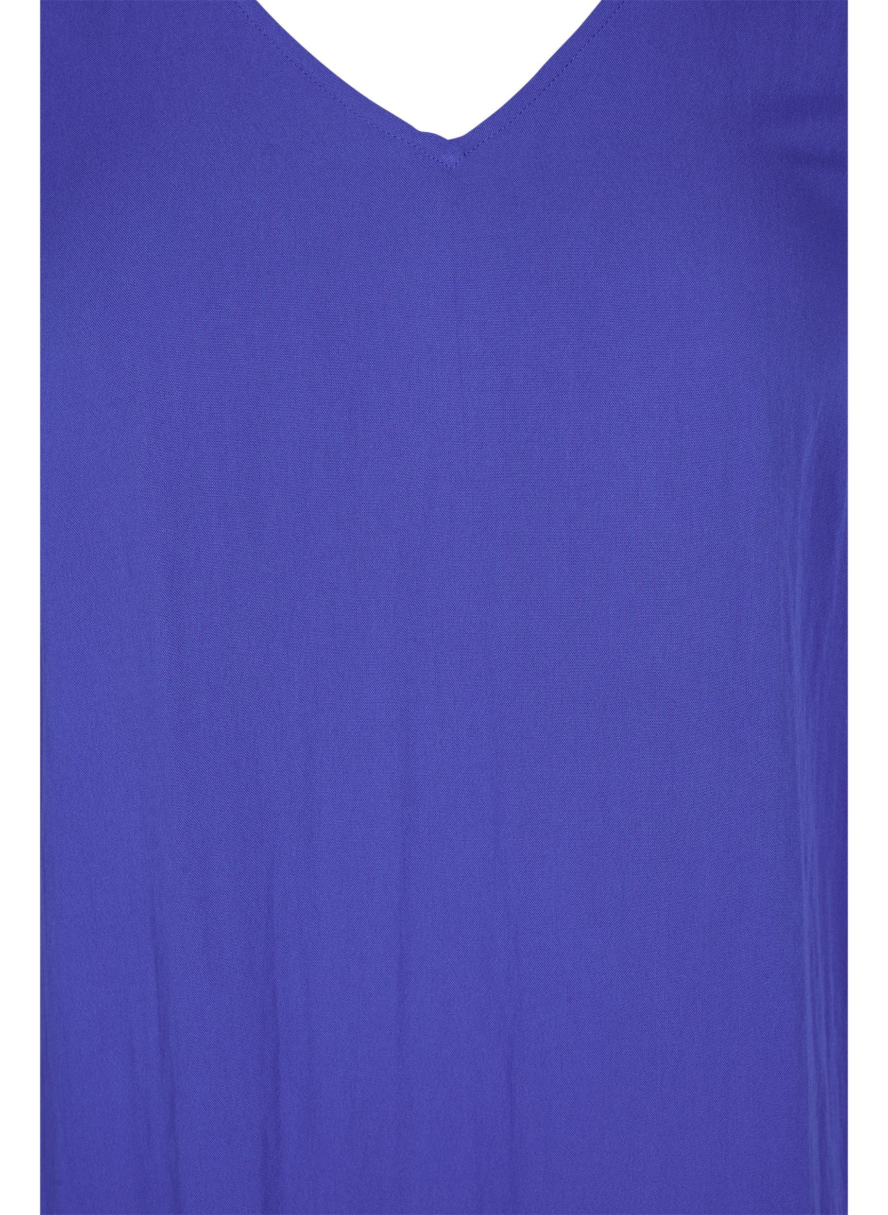 Kortærmet viskose kjole med v-udskæring, Dazzling Blue, Packshot image number 2