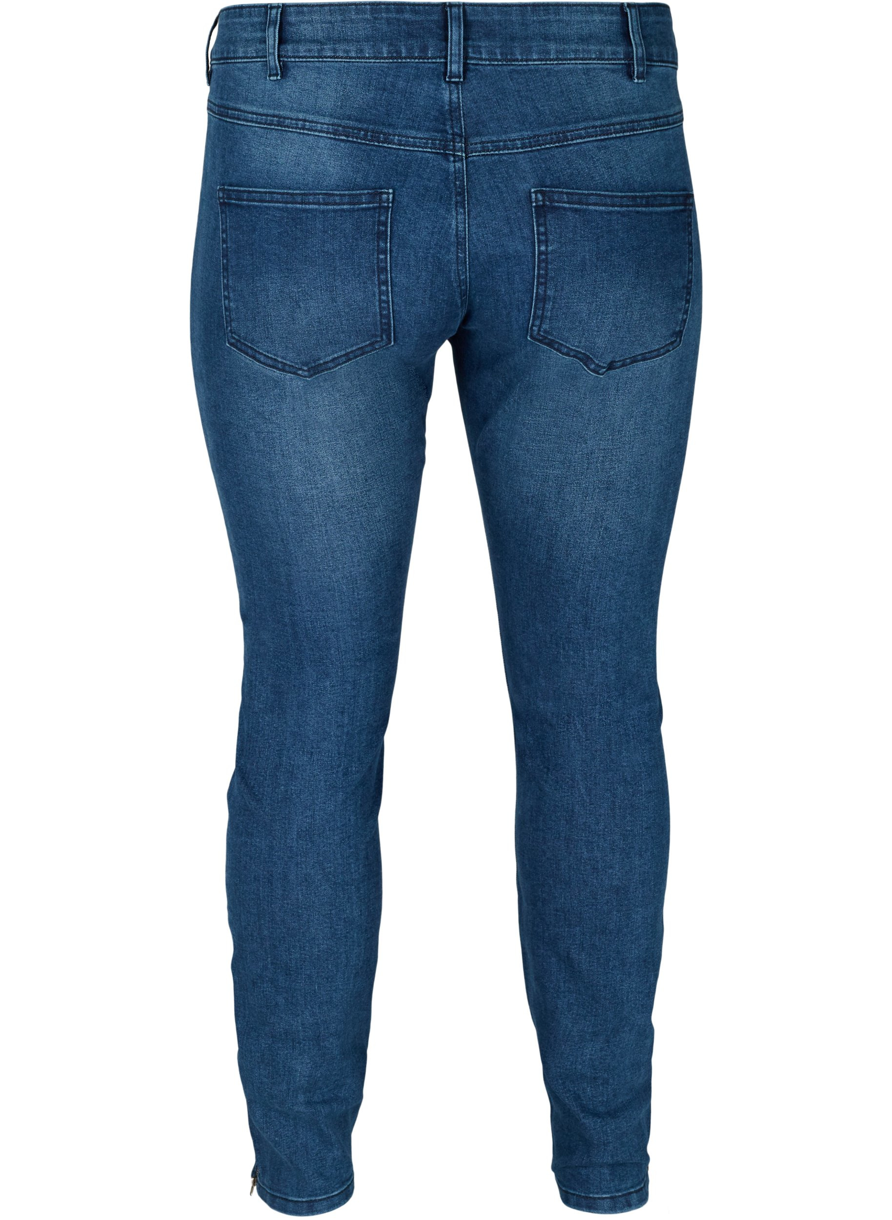 Ekstra slim Sanna jeans med lynlås, Blue denim, Packshot image number 1