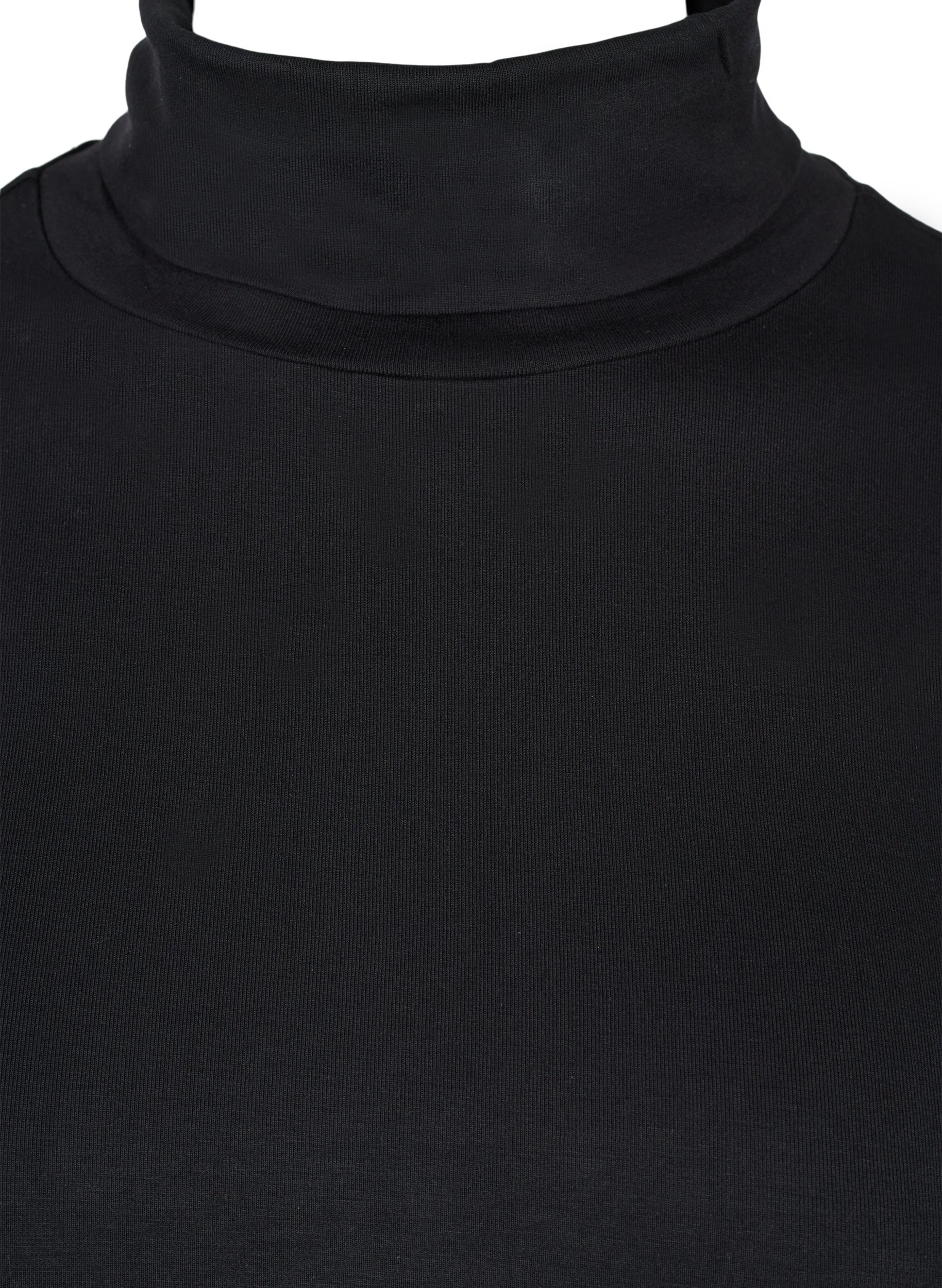Tætsiddende viskose bluse med høj hals, Black, Packshot image number 2