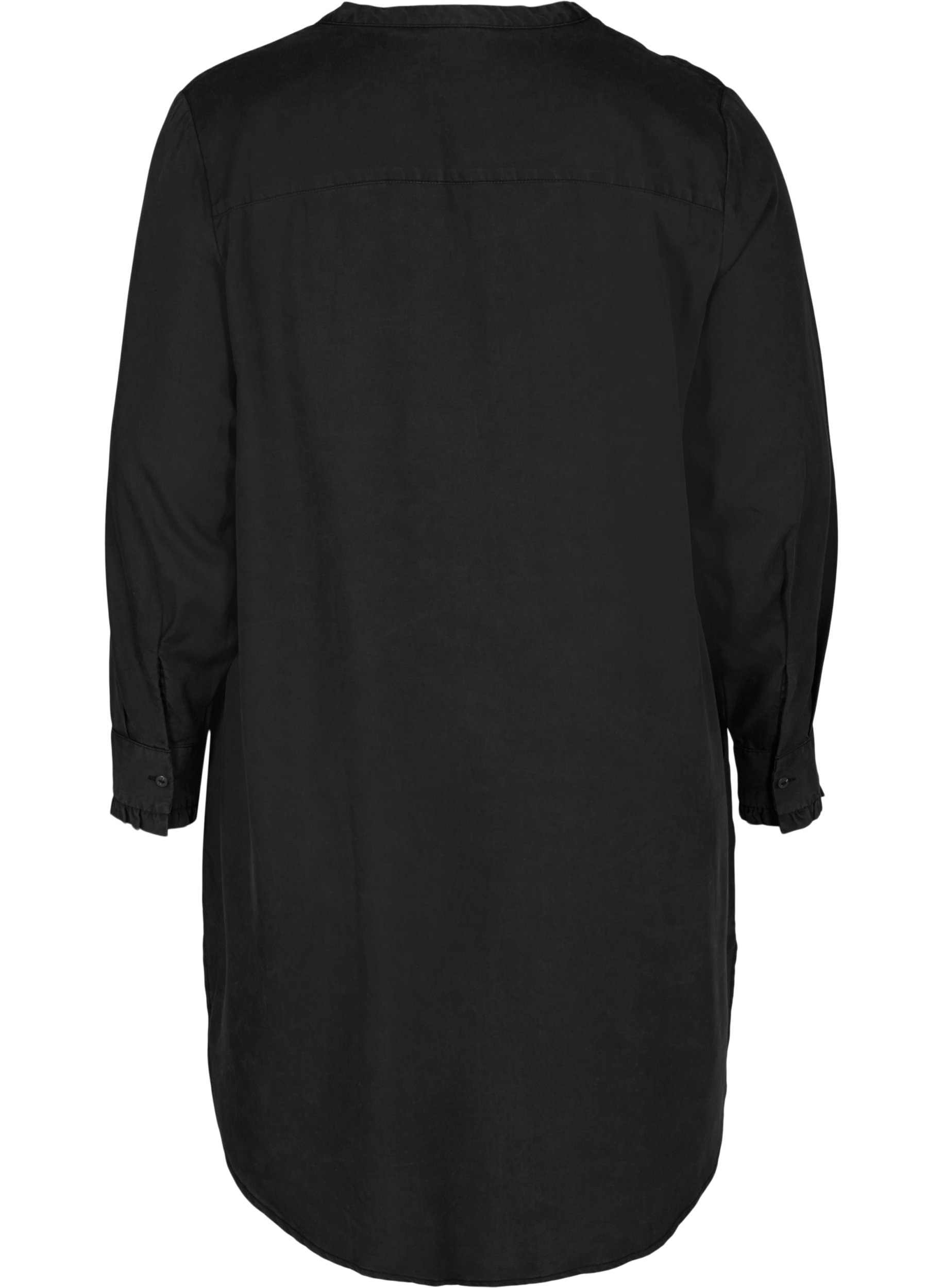Langærmet tunika med v-udskæring og knapper, Black, Packshot image number 1