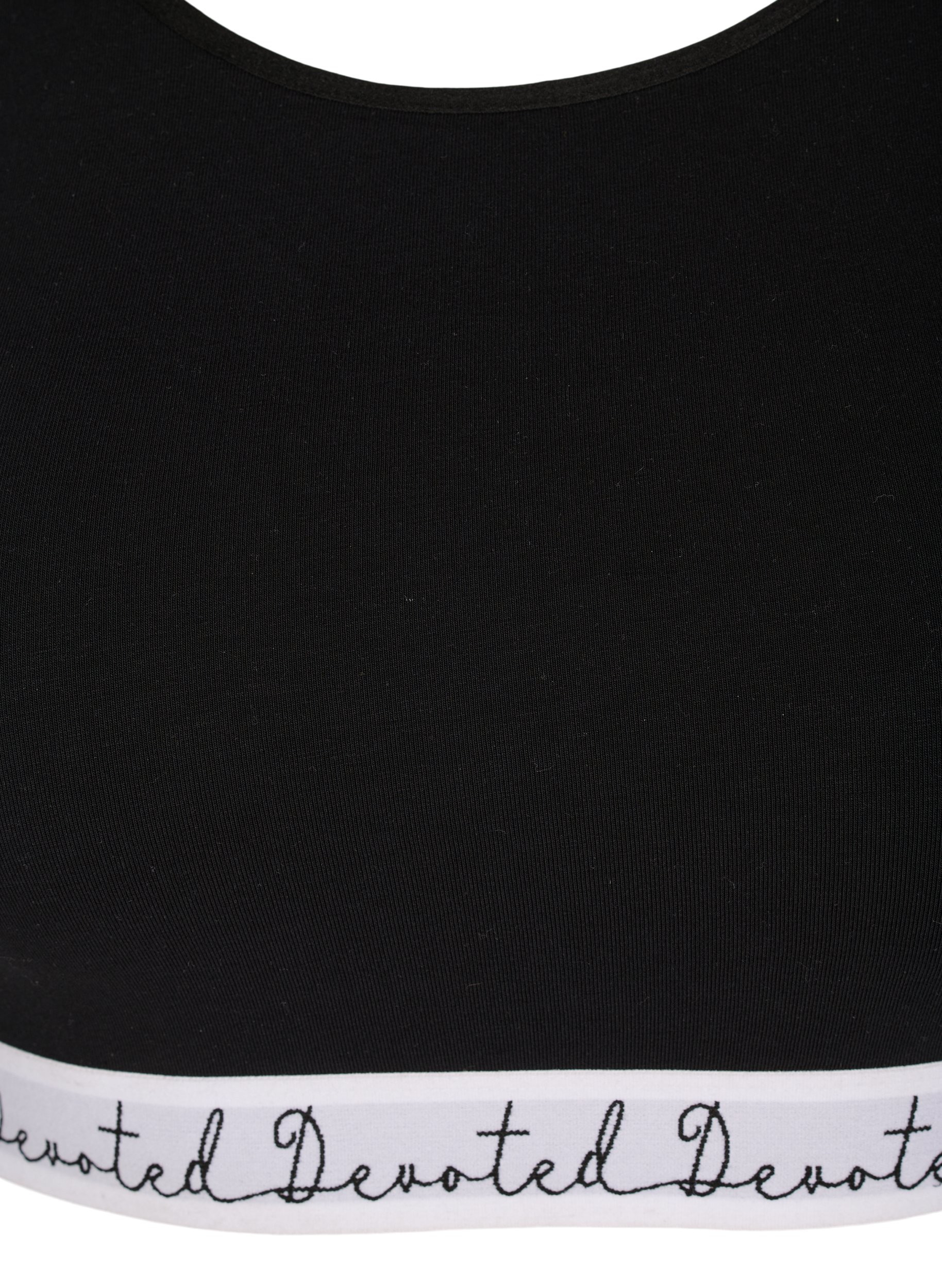 Bomulds bh med justerbare stropper, Black, Packshot image number 2