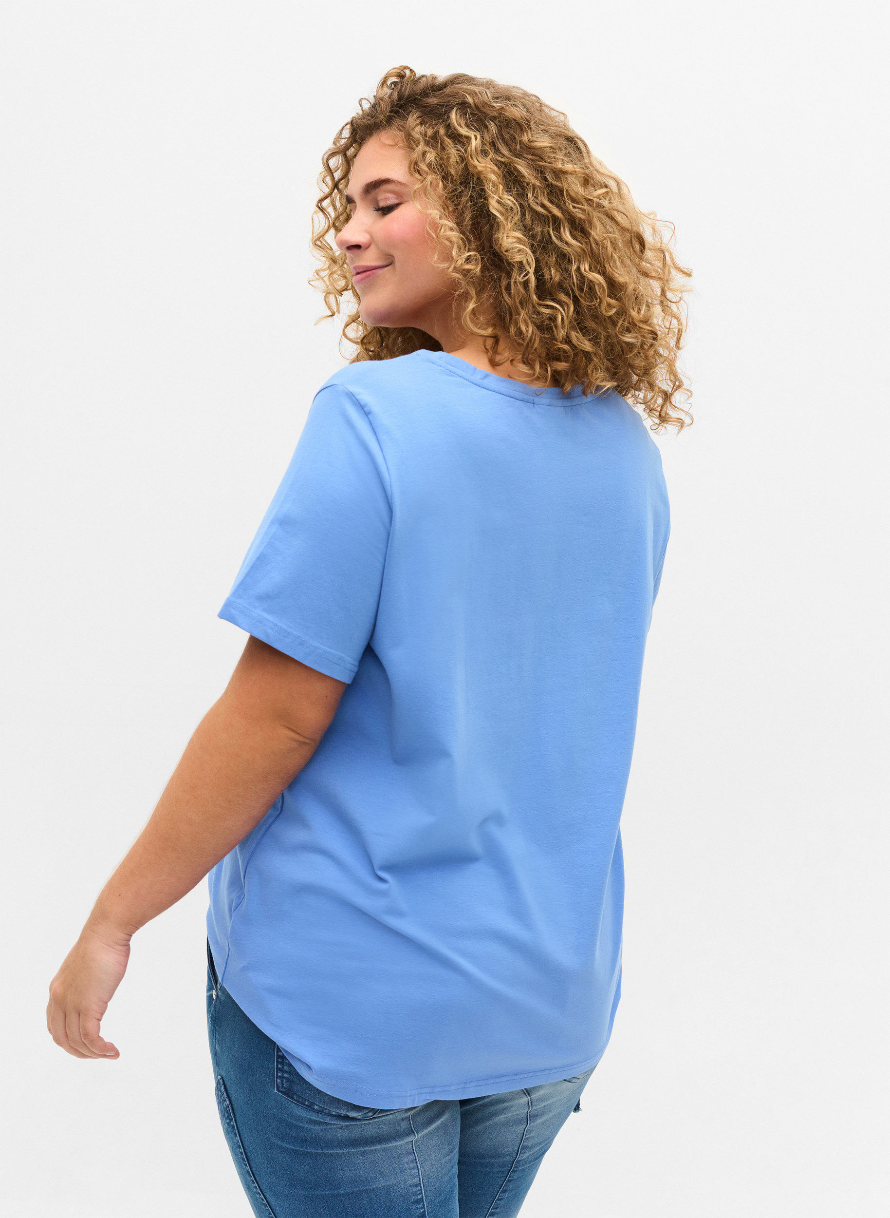 Kortærmet bomulds t-shirt med tryk, Ultramarine / N.Sky, Model image number 1