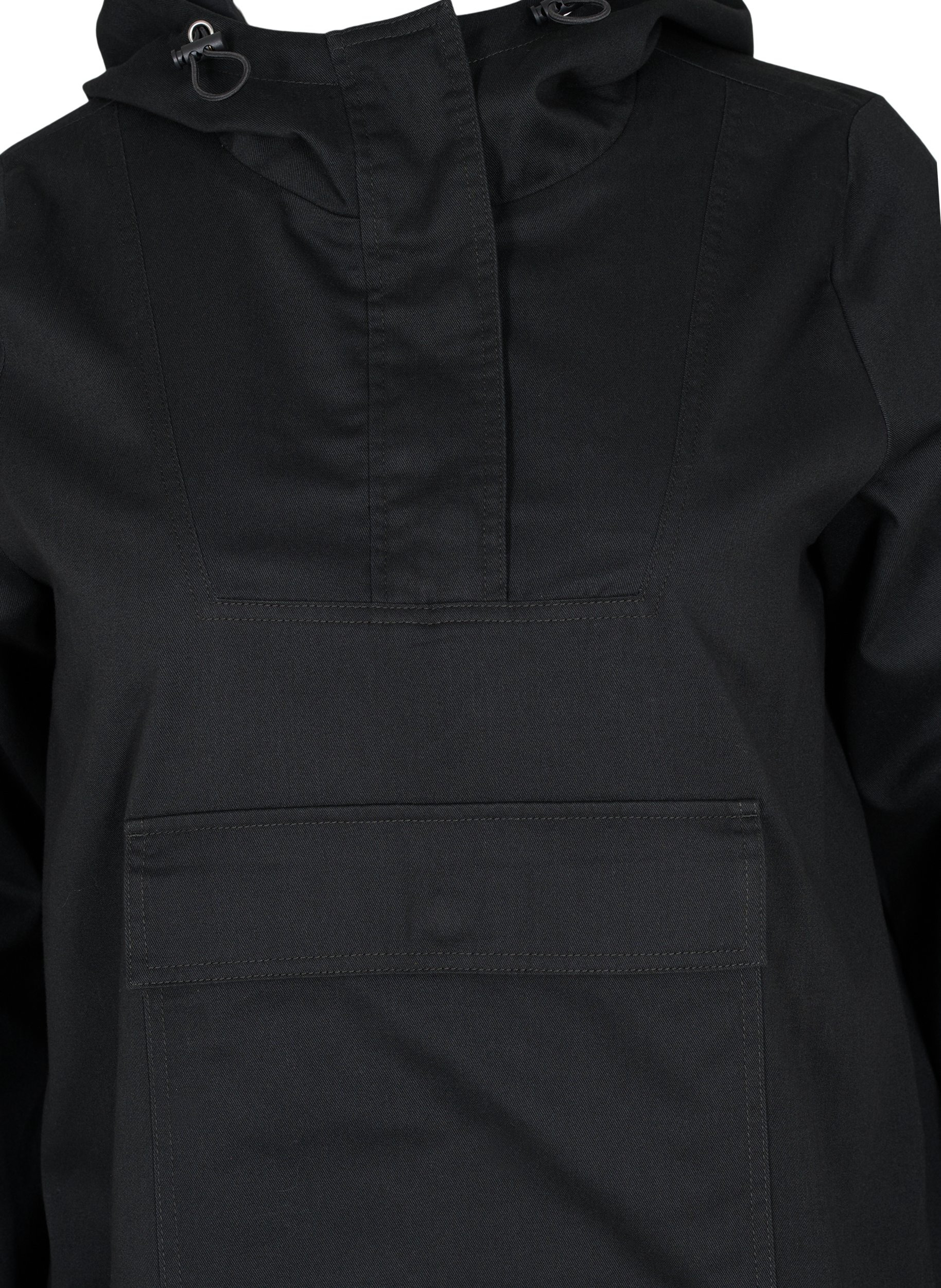 Anorak med hætte og lomme , Black, Packshot image number 2