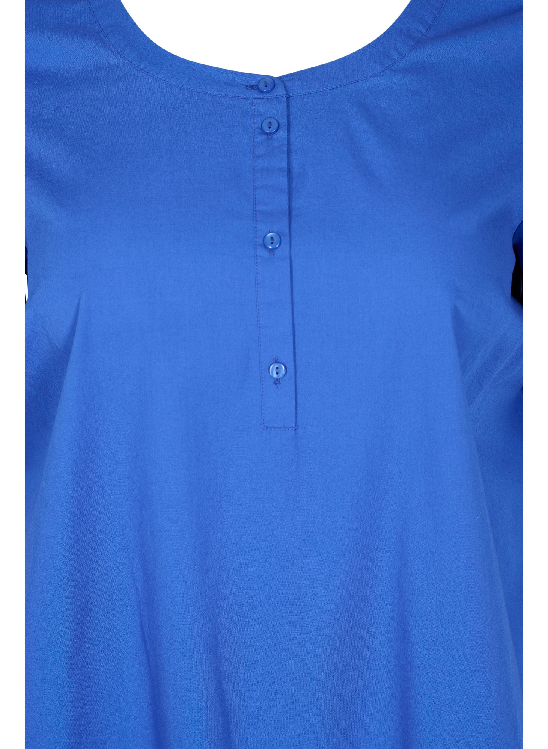 Kortærmet bomulds tunika med a-shape, Dazzling Blue, Packshot image number 2