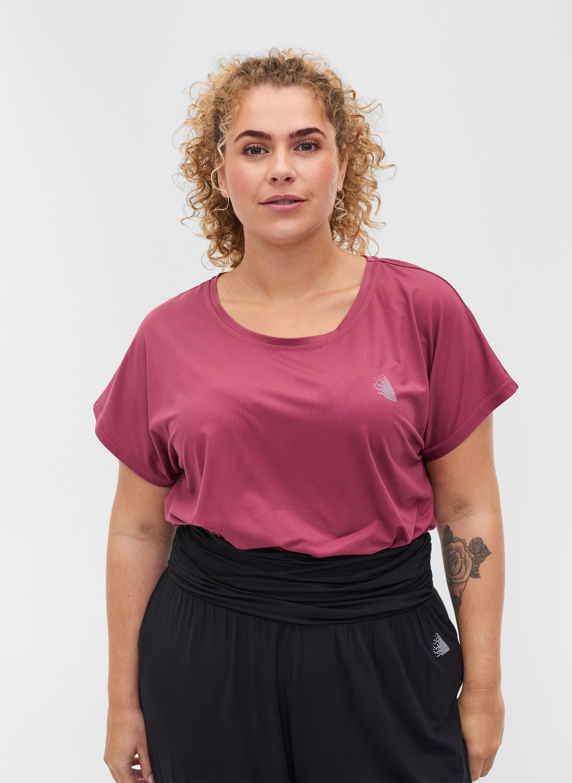 Ensfarvet trænings t-shirt, Violet Quartz, Model