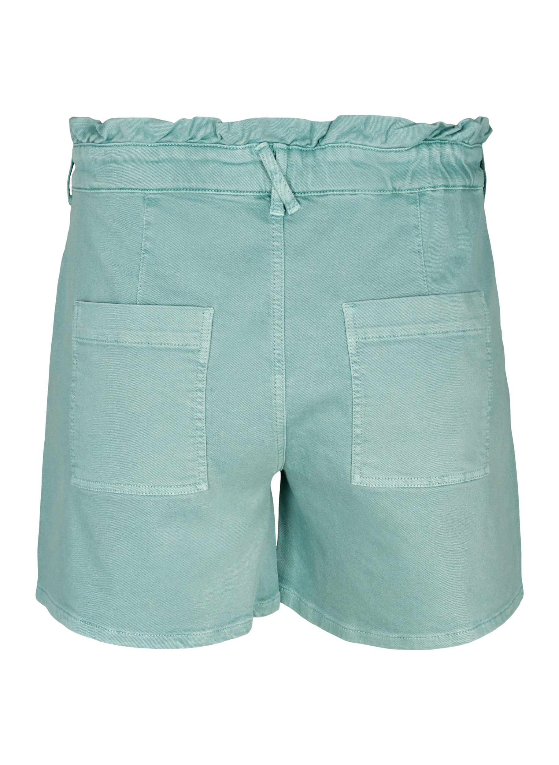 Bomulds shorts med flæsekant, Chinois Green, Packshot image number 1