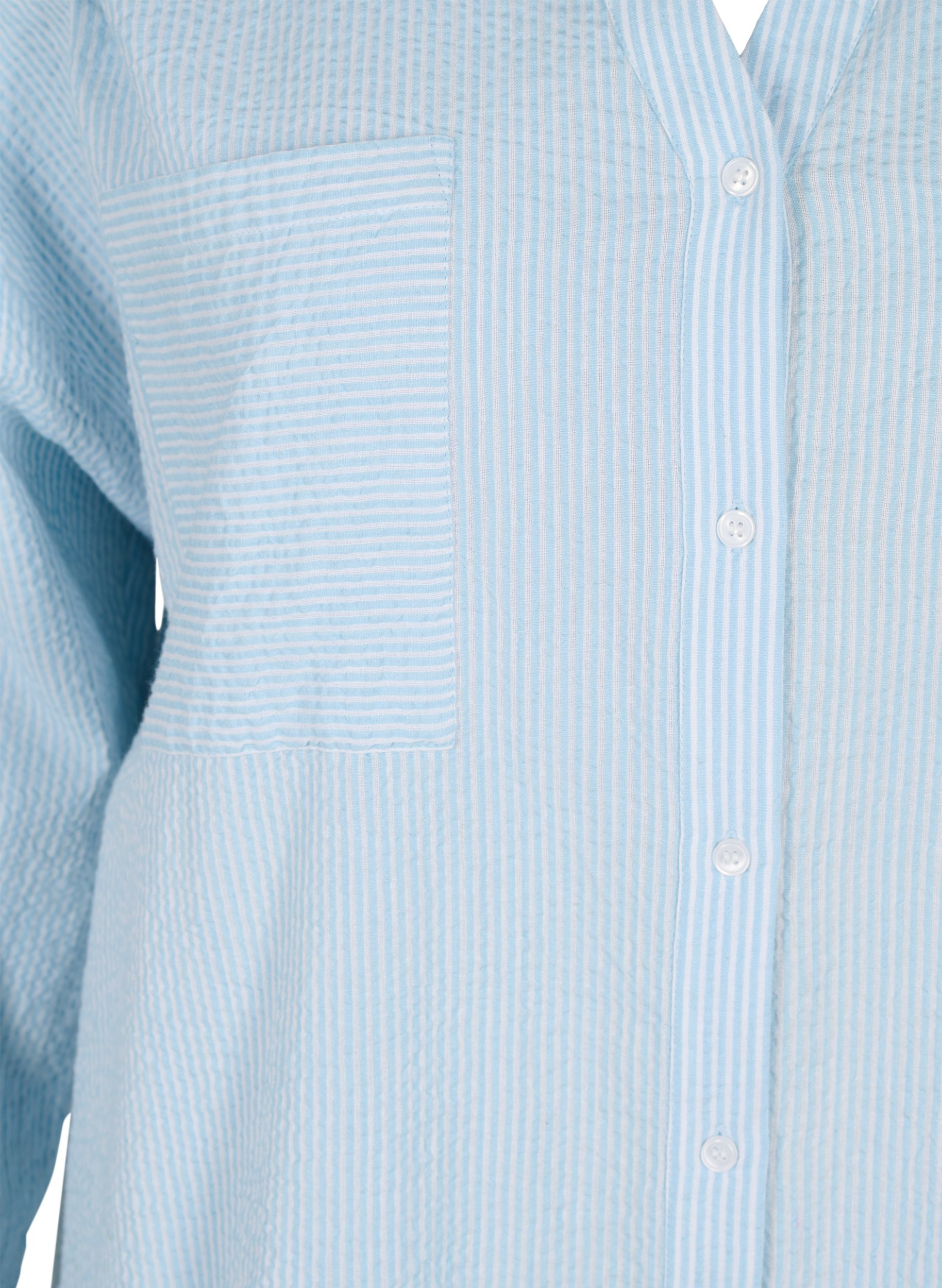 Stribet skjortekjole i bomuld, Blue Stripe, Packshot image number 2