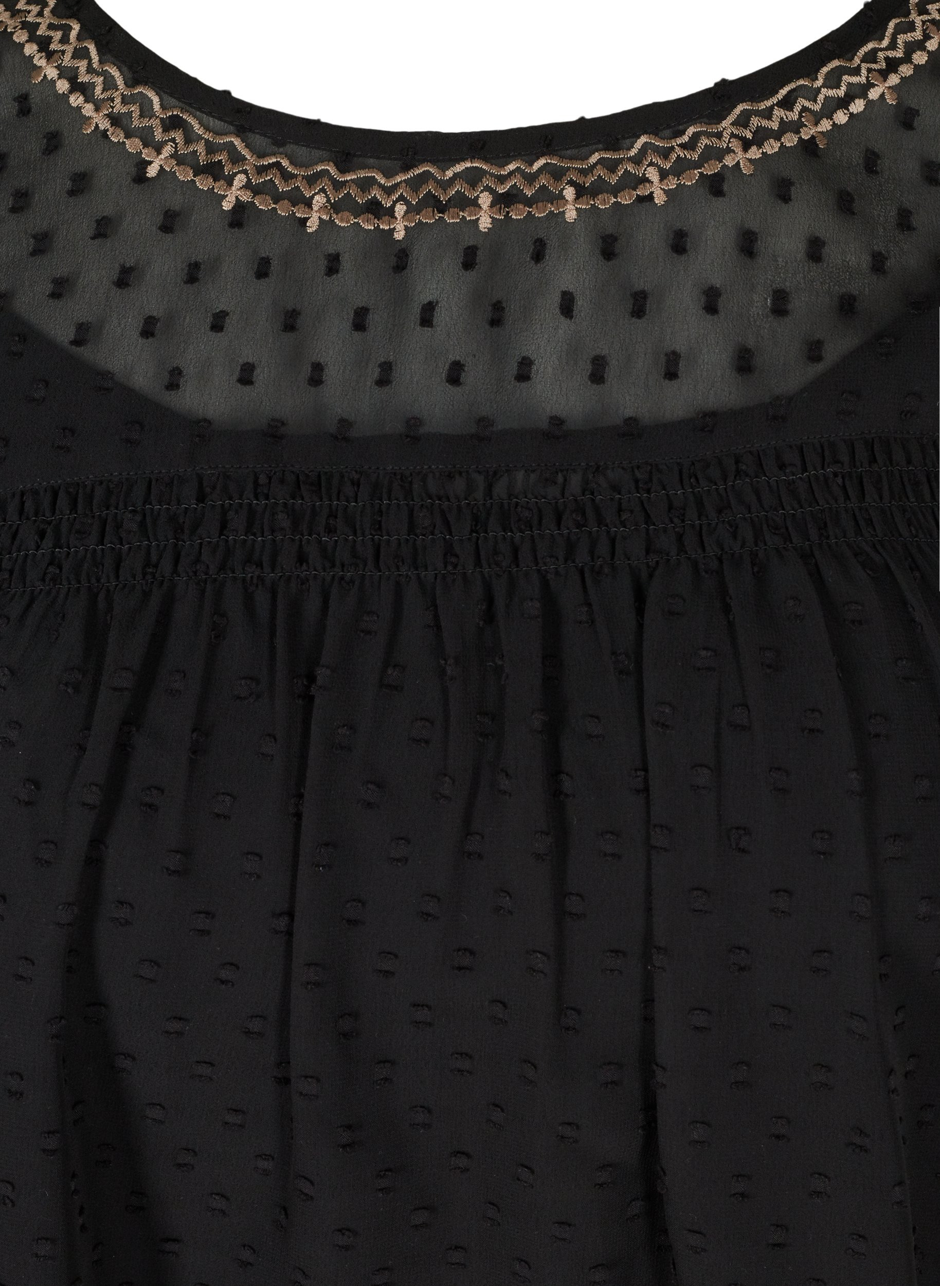 Struktureret bluse med broderi , Black, Packshot image number 2