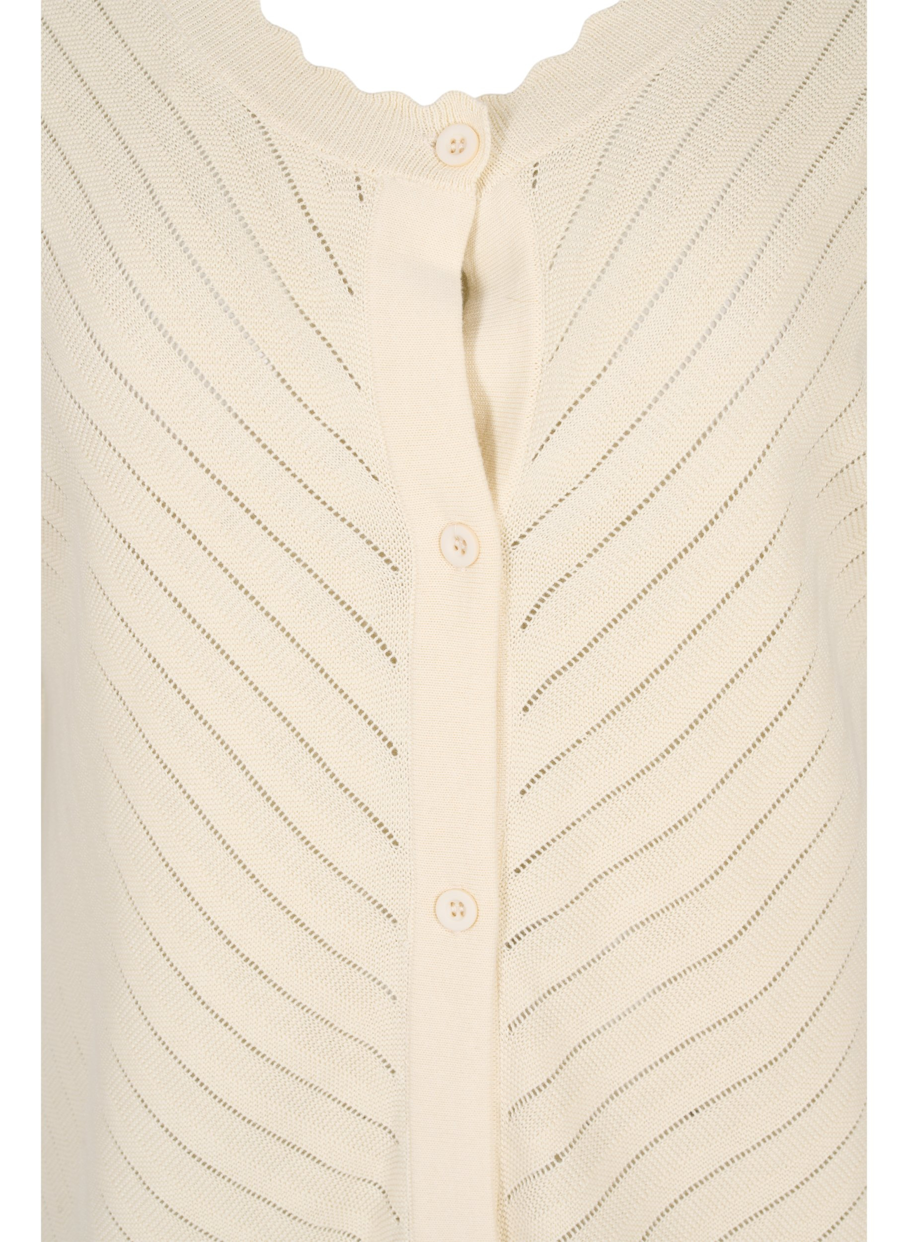 Strik cardigan med korte ærmer, Warm Off-white, Packshot image number 2