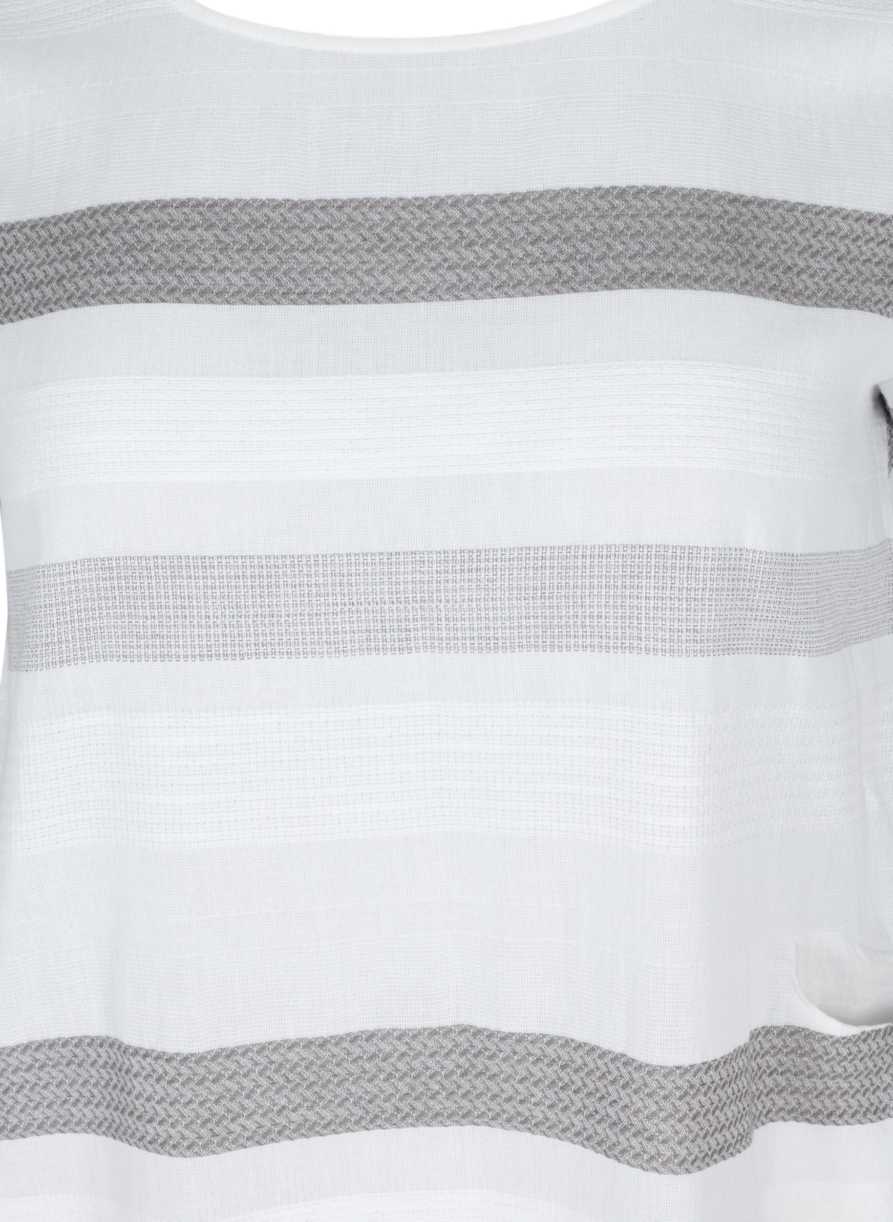 Stribet kjole med korte ærmer, White Stripe, Packshot image number 2