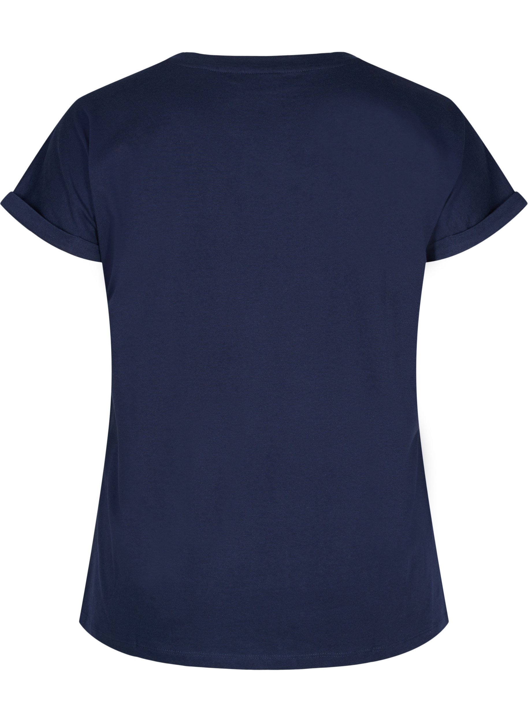 Bomulds t-shirt med broderi anglaise, Navy Blazer, Packshot image number 1
