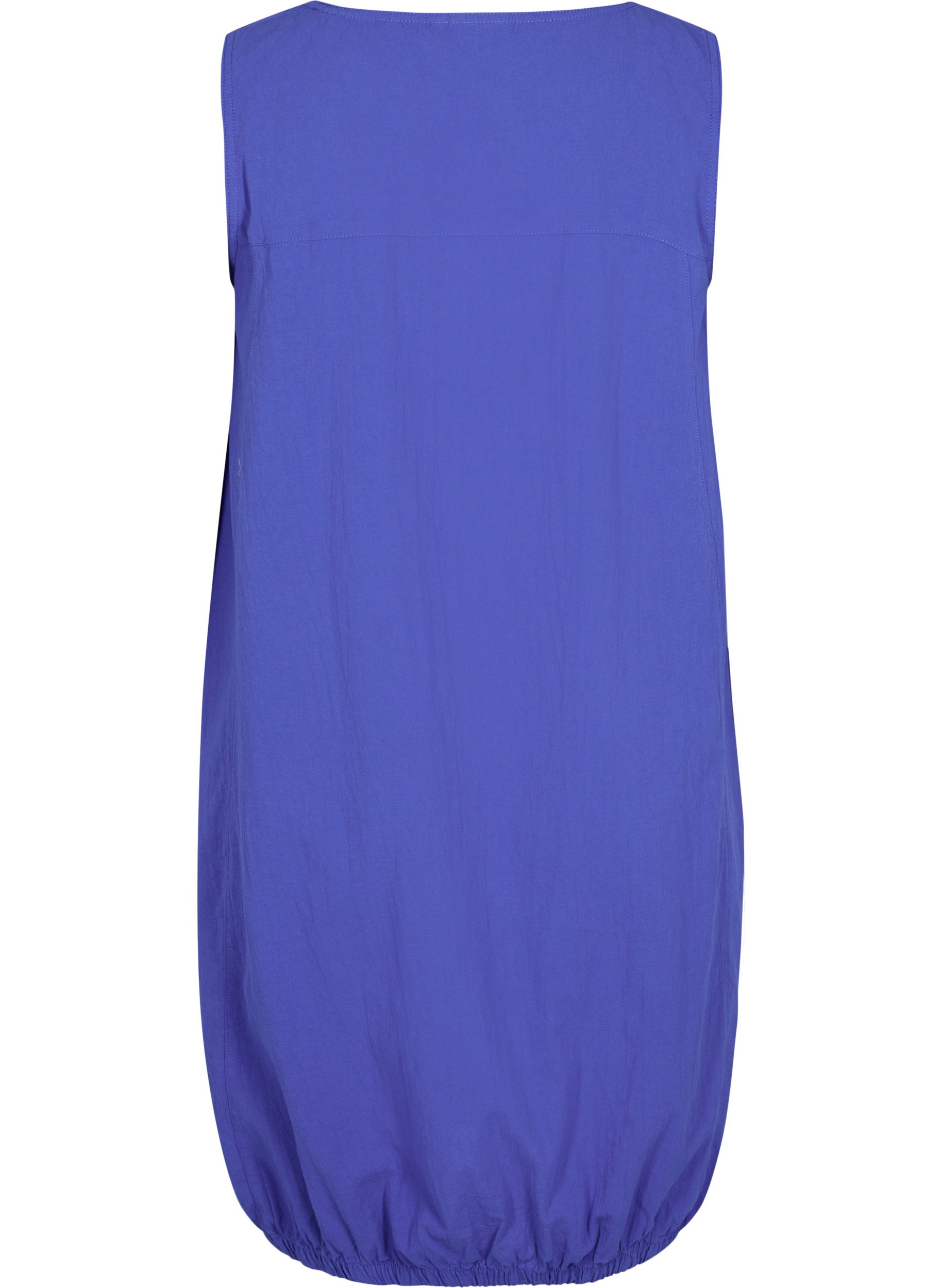 Ærmeløs kjole i bomuld, Dazzling Blue, Packshot image number 1