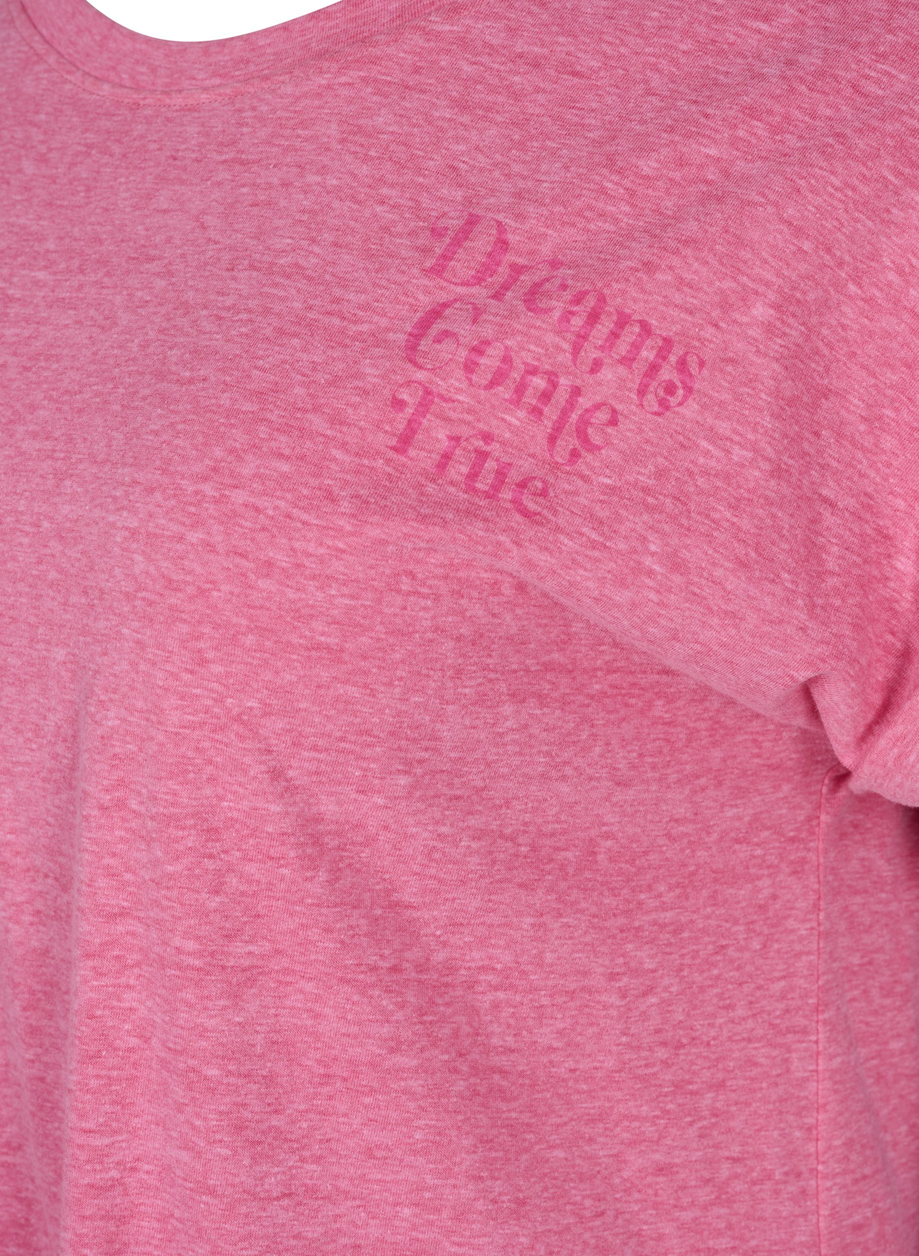 Meleret t-shirt i bomuld, Fandango Pink Mel, Packshot image number 3