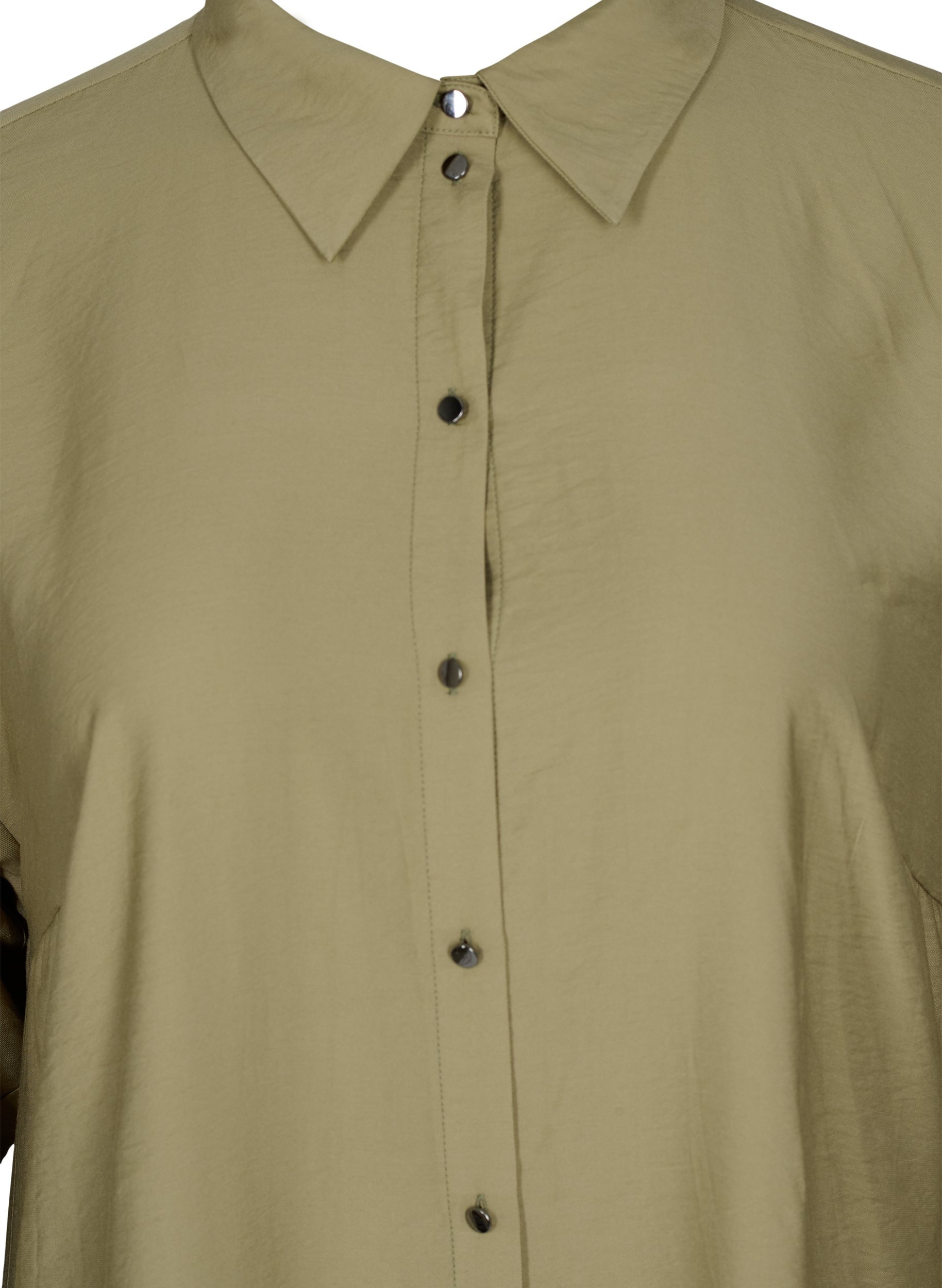 Ensfarvet skjortekjole i viskose med slids, Timber Wolf, Packshot image number 2