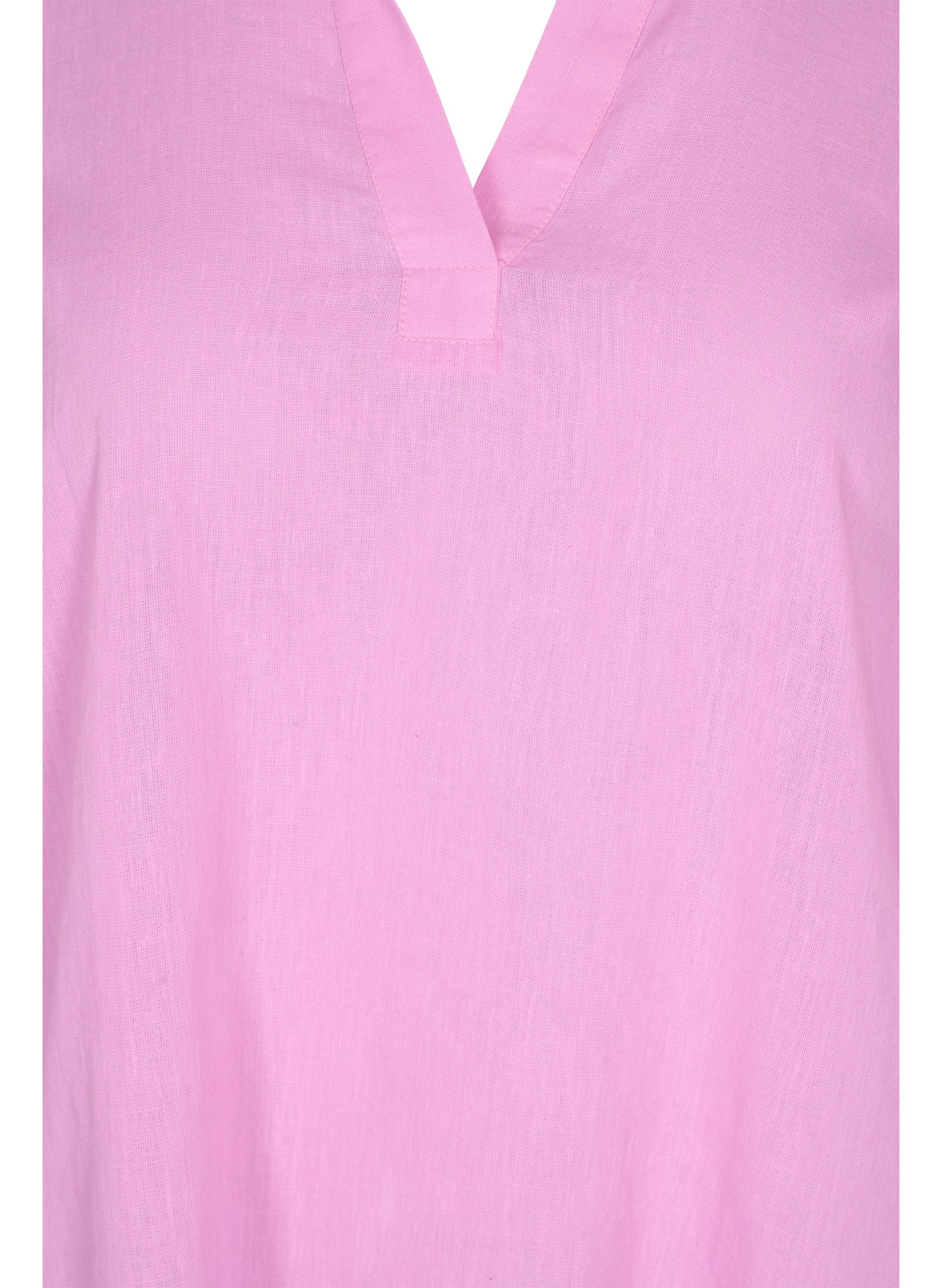 Kjole med v-udskæring og krave, Begonia Pink, Packshot image number 2