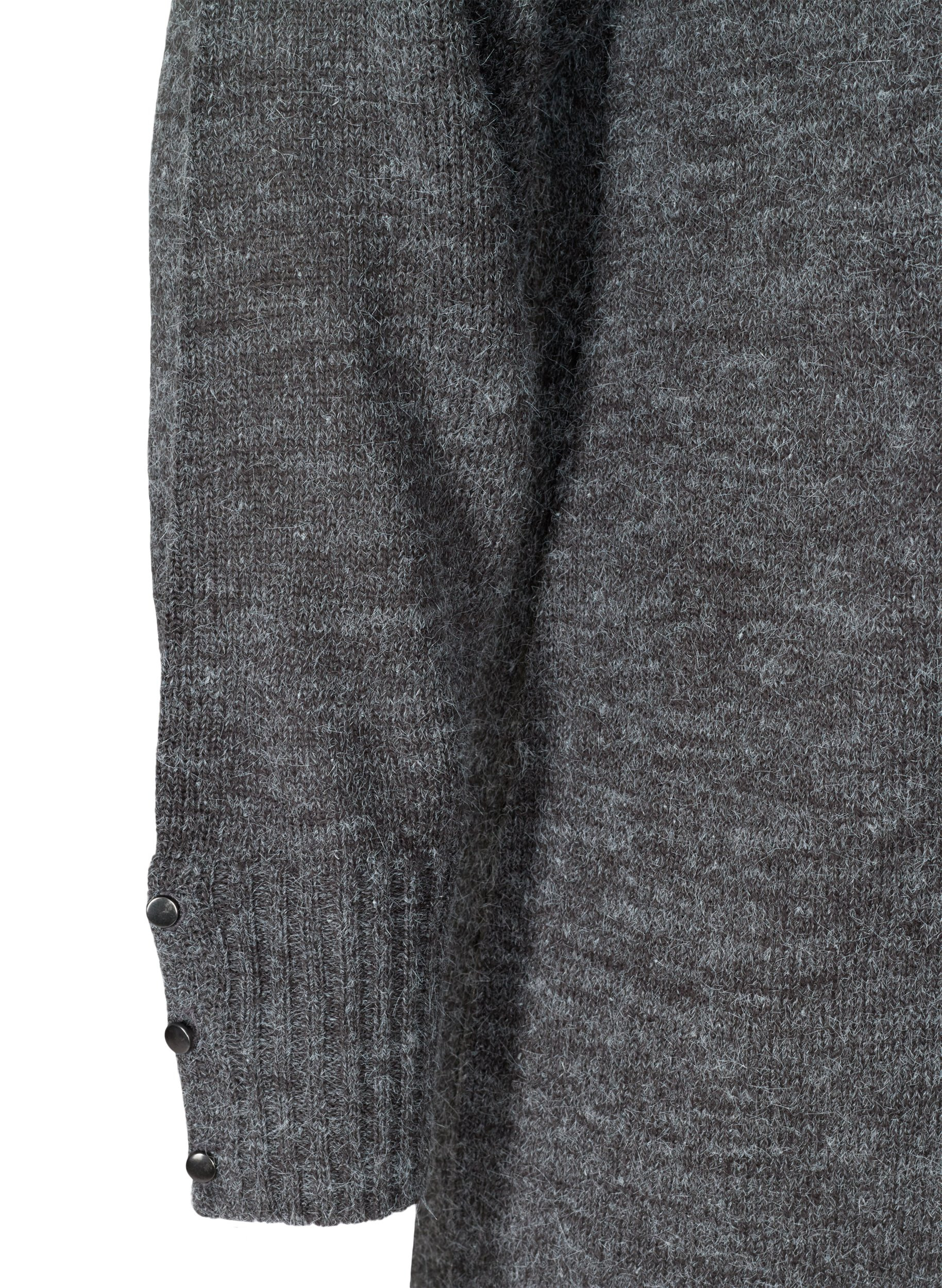 Meleret strikkjole med v-udskæring, Dark Grey Melange, Packshot image number 3
