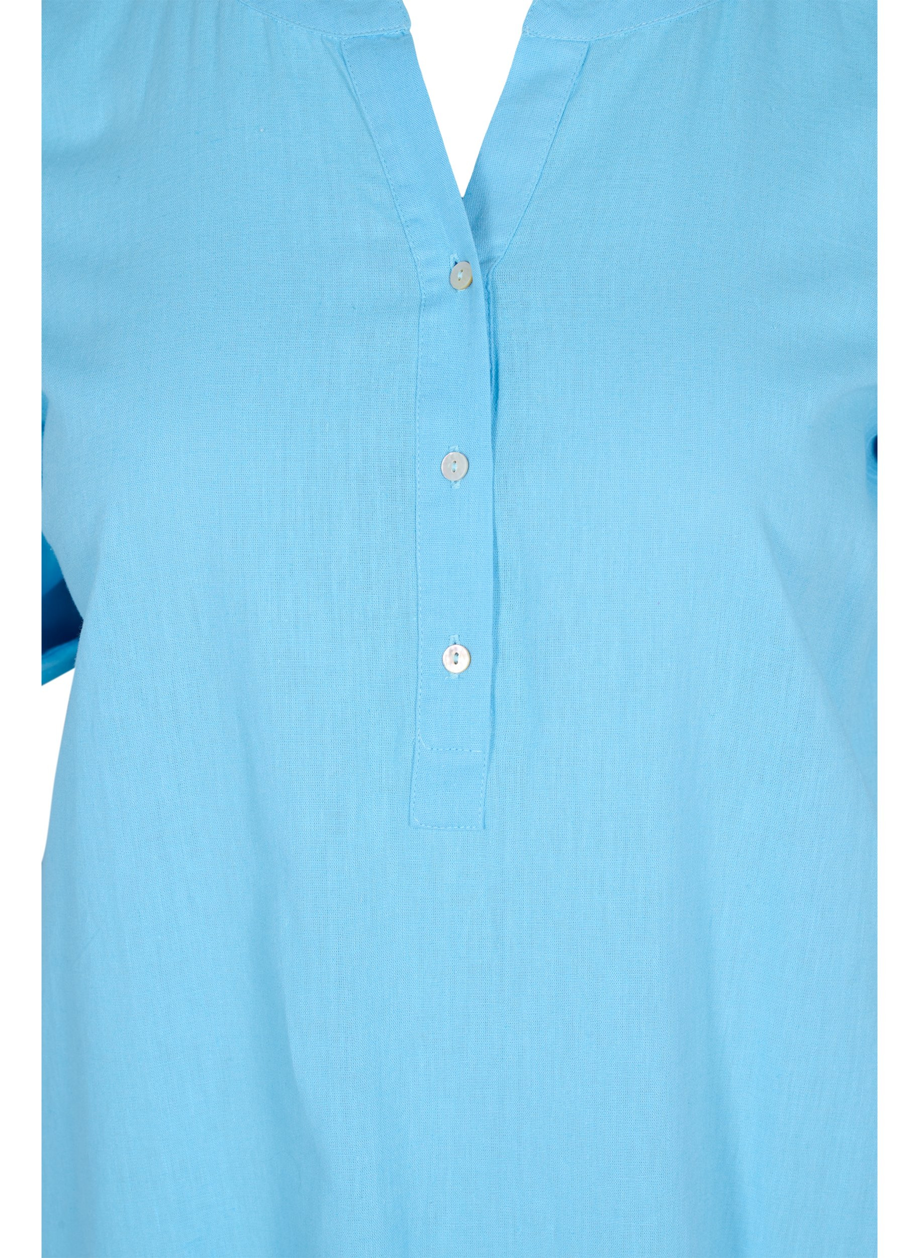 Lang skjortekjole med korte ærmer, Alaskan Blue, Packshot image number 2