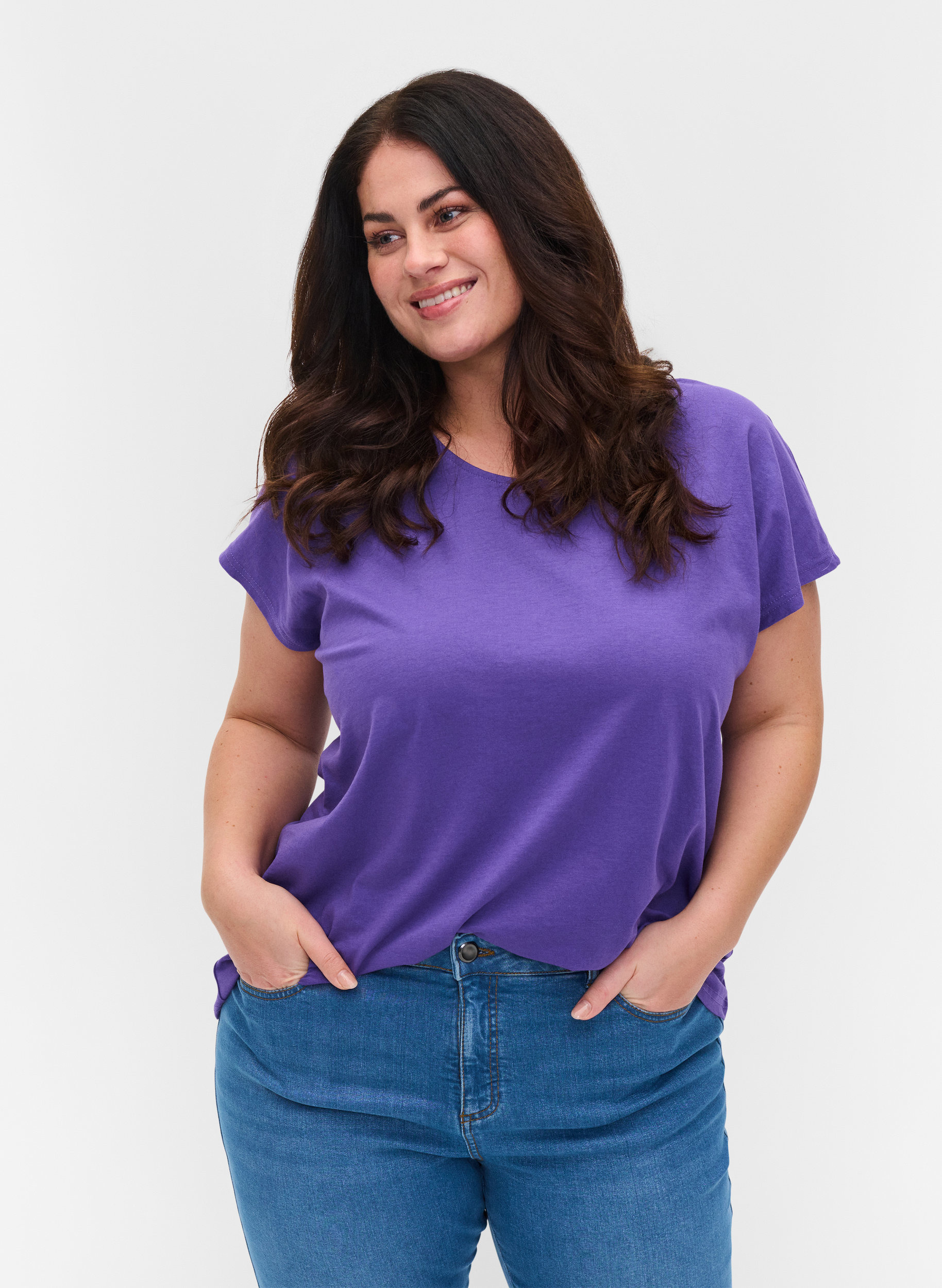 T-shirt i bomuldsmix, Ultra Violet, Model image number 0