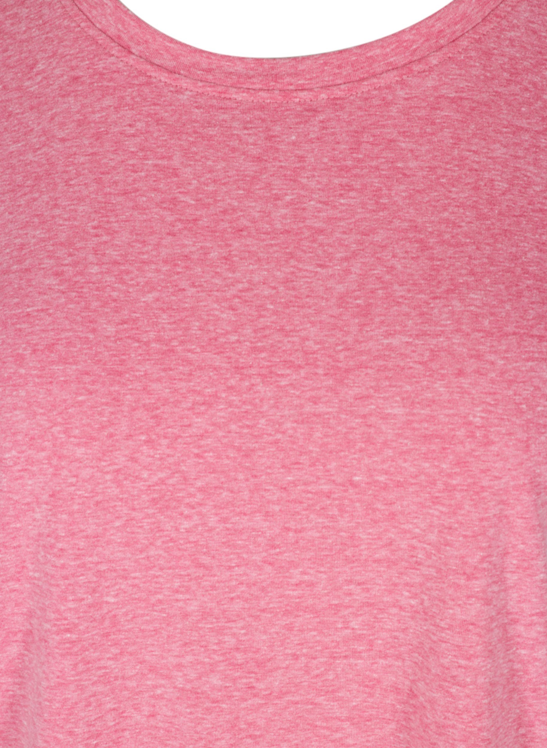 Meleret bomulds t-shirt, Fuchsia Purple Mel. , Packshot image number 2