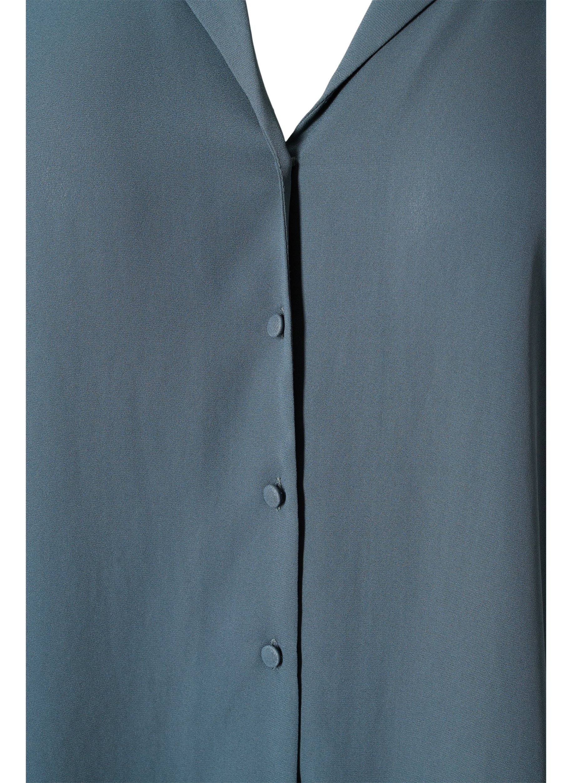 Skjorte med knaplukning og v-udskæring, Balsam Green, Packshot image number 2