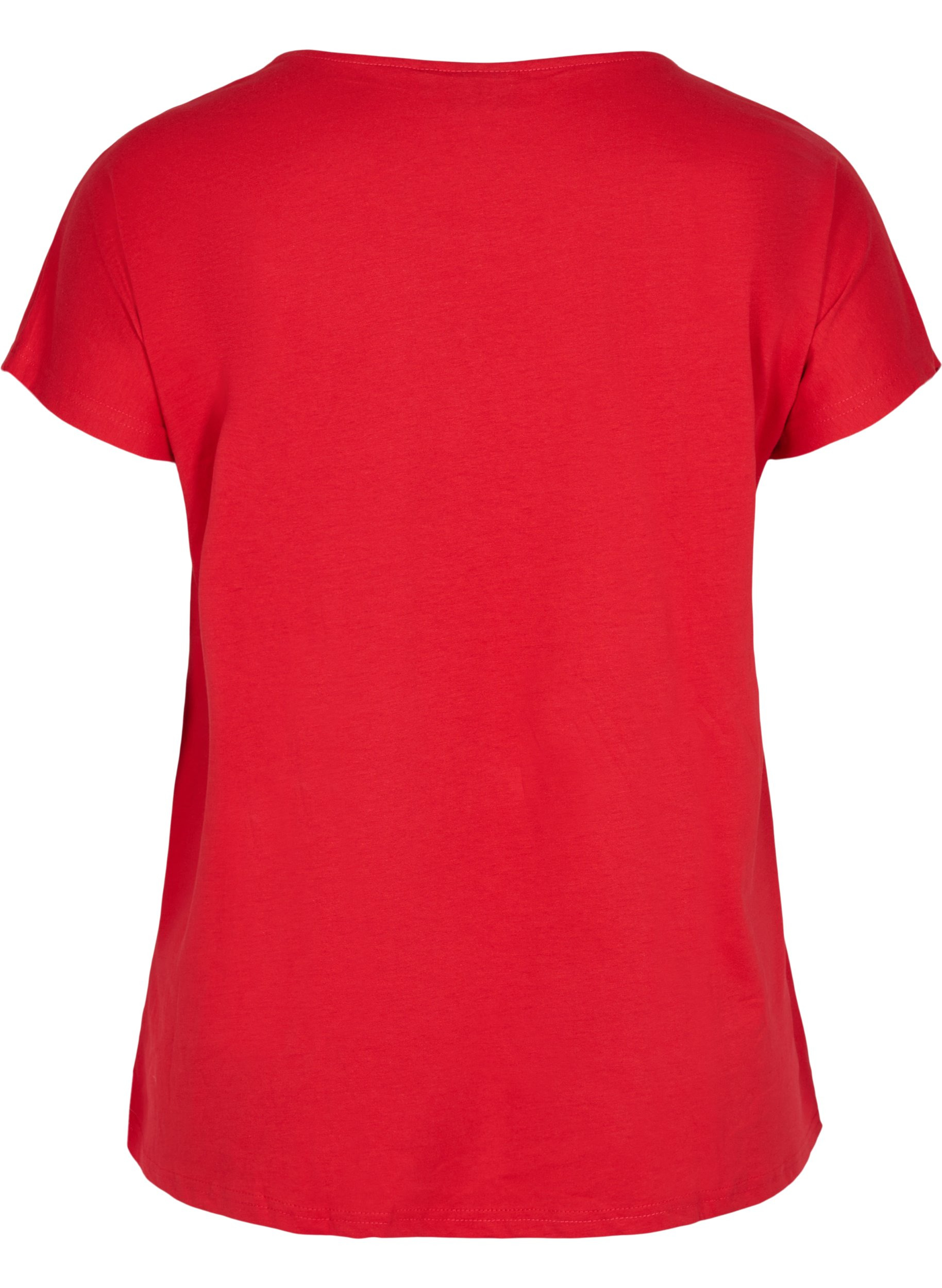 T-shirt i bomuldsmix, Tango Red, Packshot image number 1