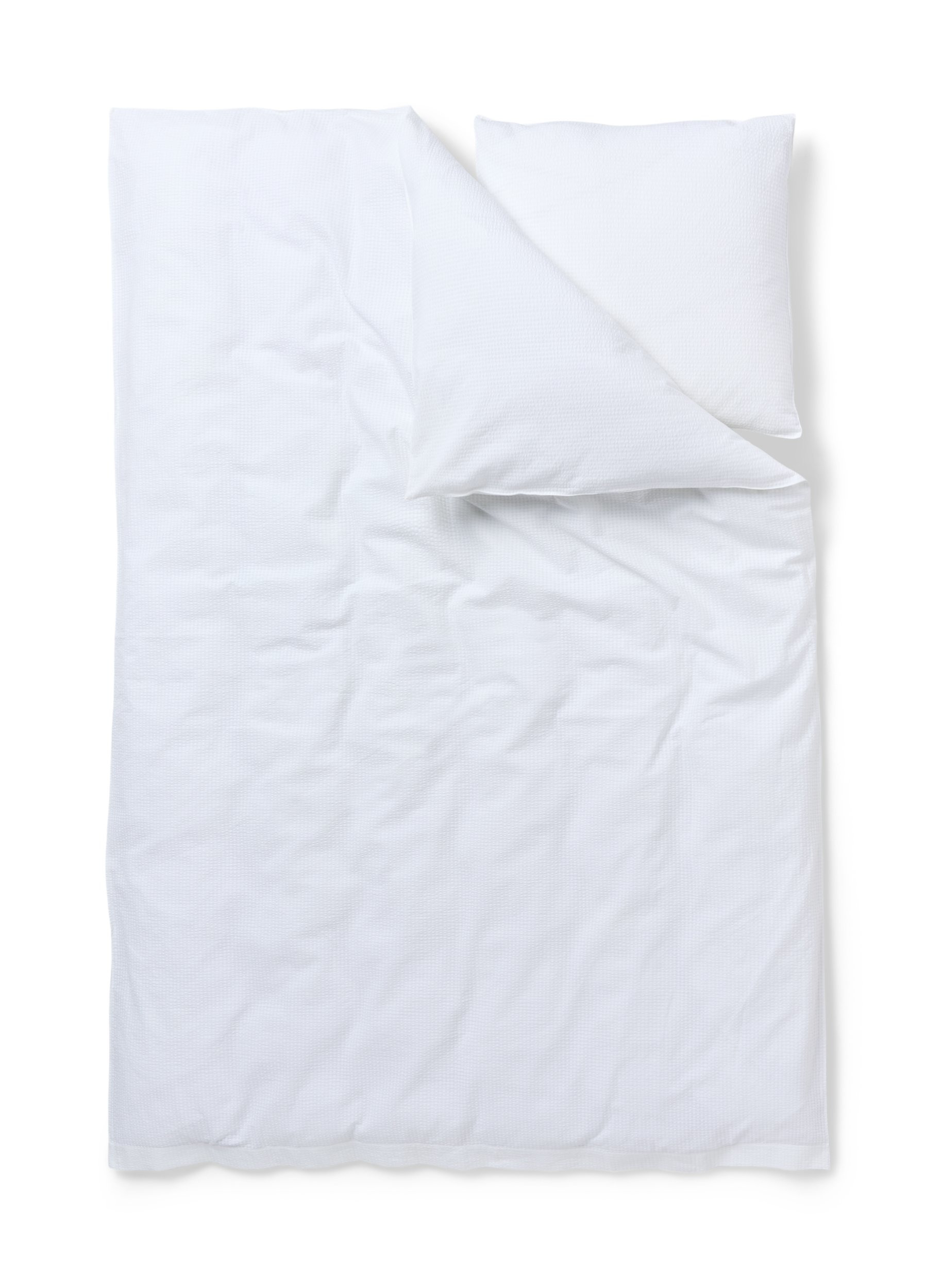 Ternet sengesæt i bomuld, White/White Check, Packshot image number 1
