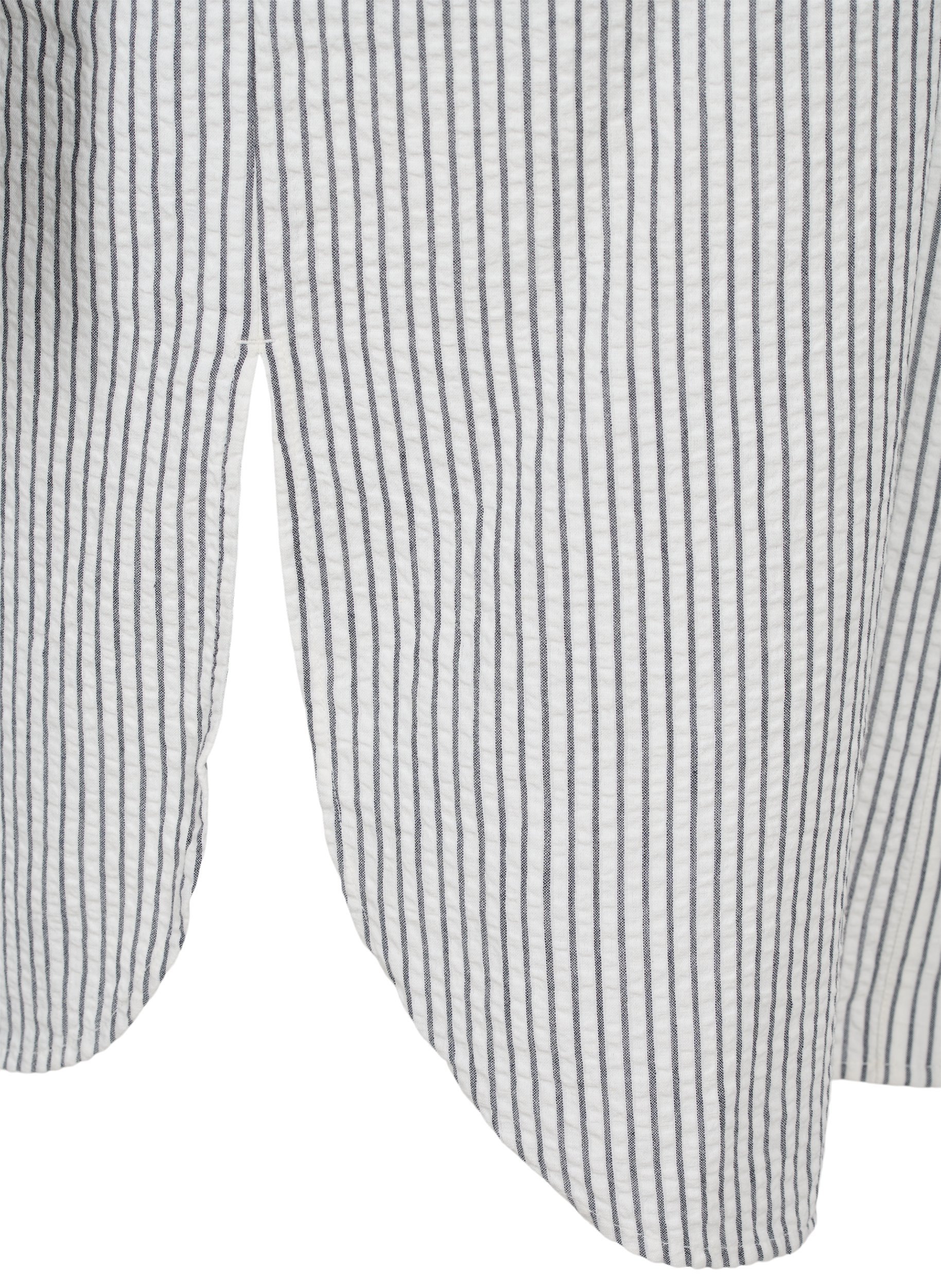 Stribet skjortekjole i bomuld, White Stripe, Packshot image number 3