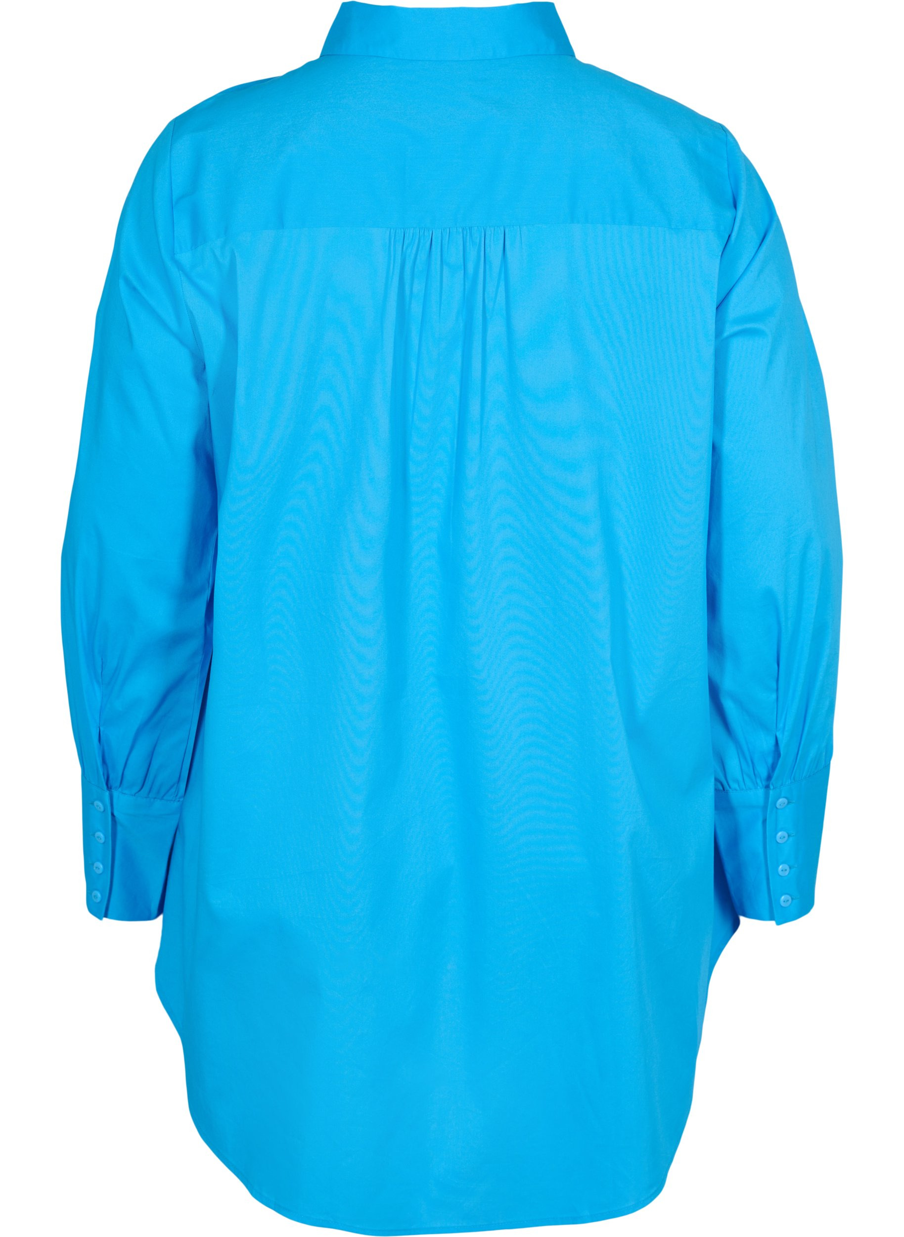Langærmet skjorte med høj cuff, Dresden Blue, Packshot image number 1