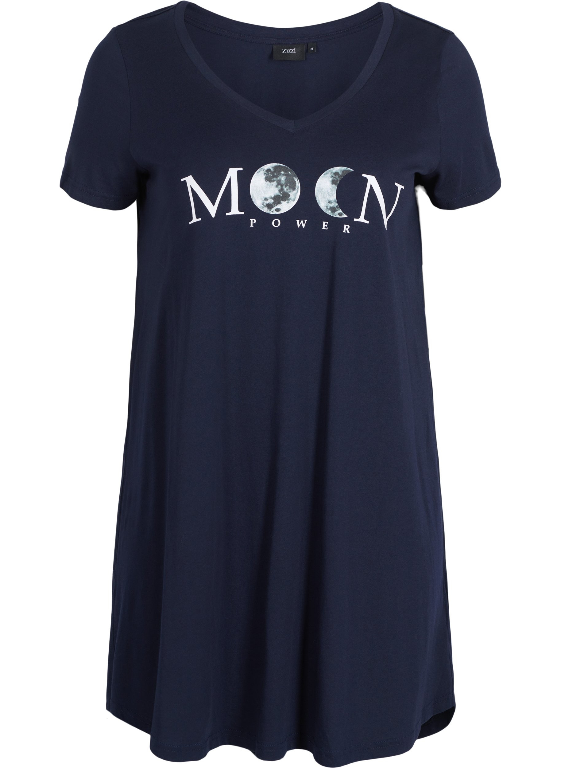 Kortærmet bomulds natkjole med print, Night Sky W. Moon, Packshot image number 0