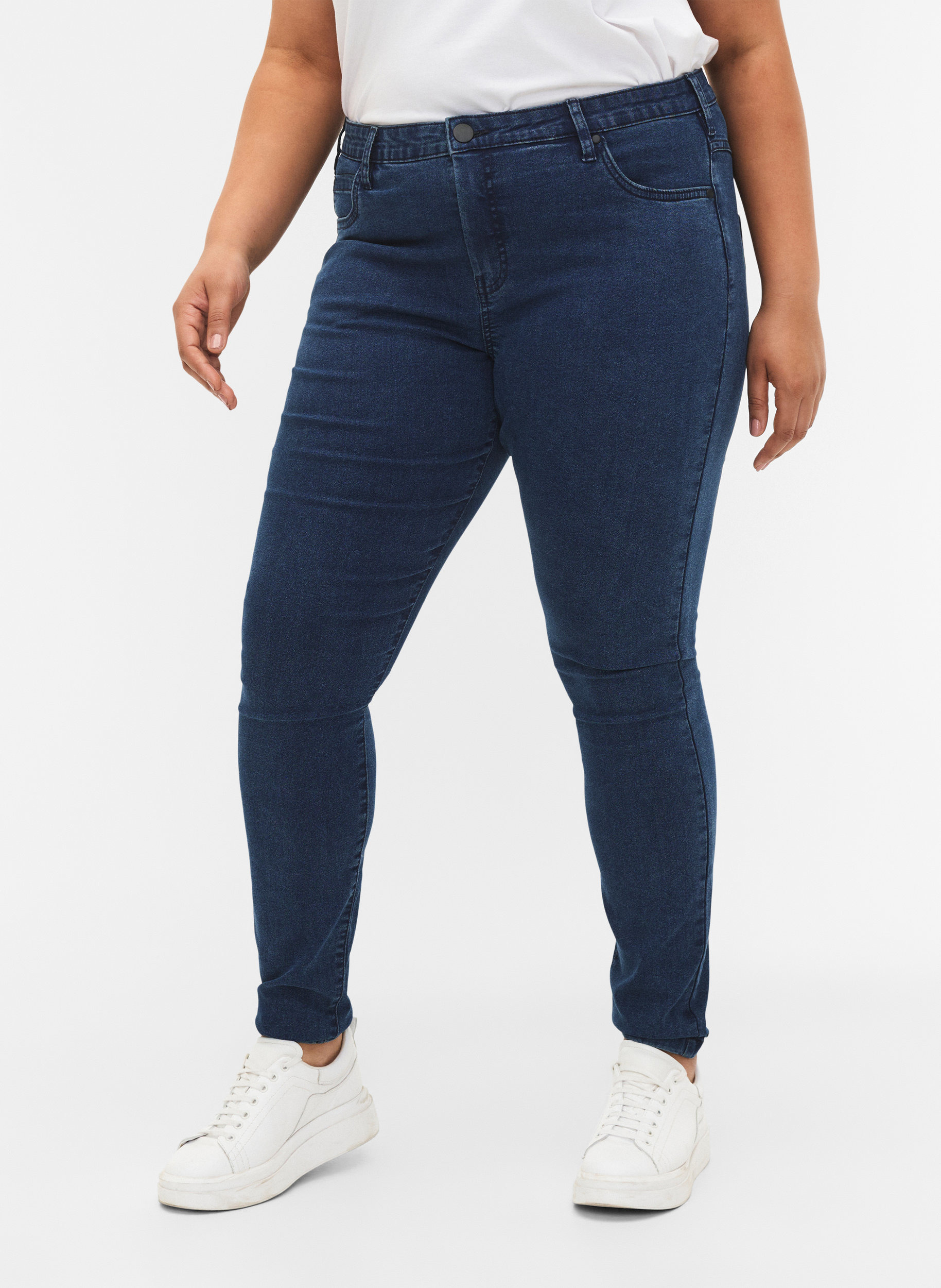 Højtaljede super slim Amy jeans, Dark blue, Model image number 3