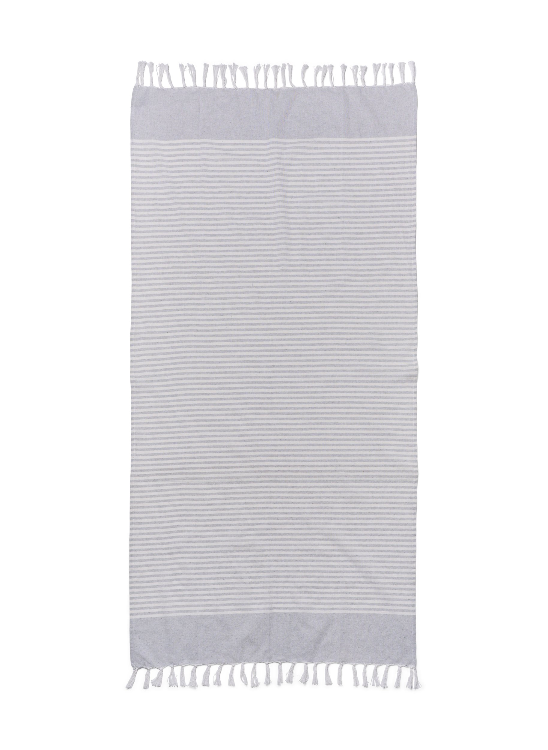 Stribet håndklæde med frynser, Light Grey Melange, Packshot image number 1