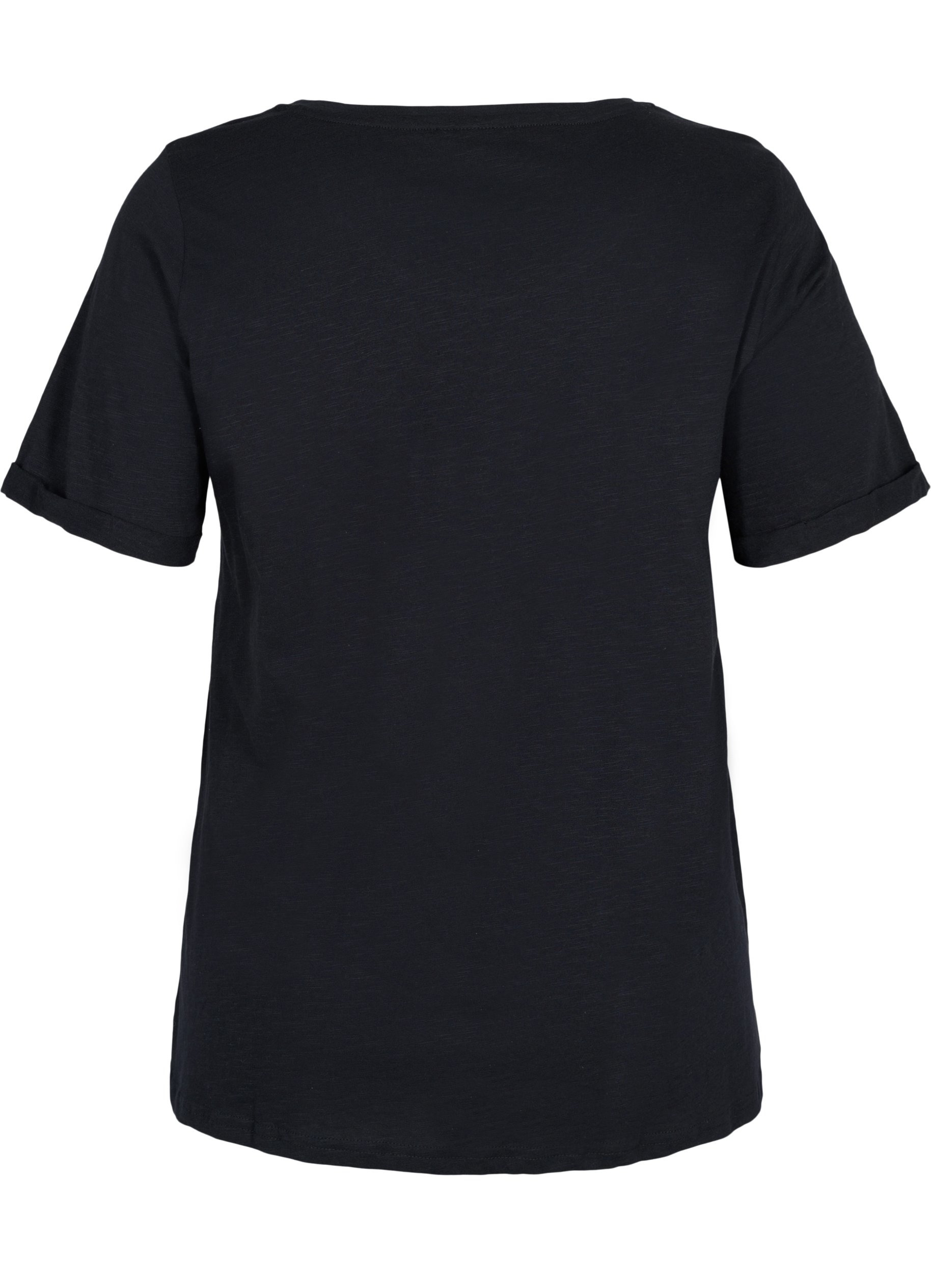Bomulds t-shirt med korte ærmer, Black, Packshot image number 1