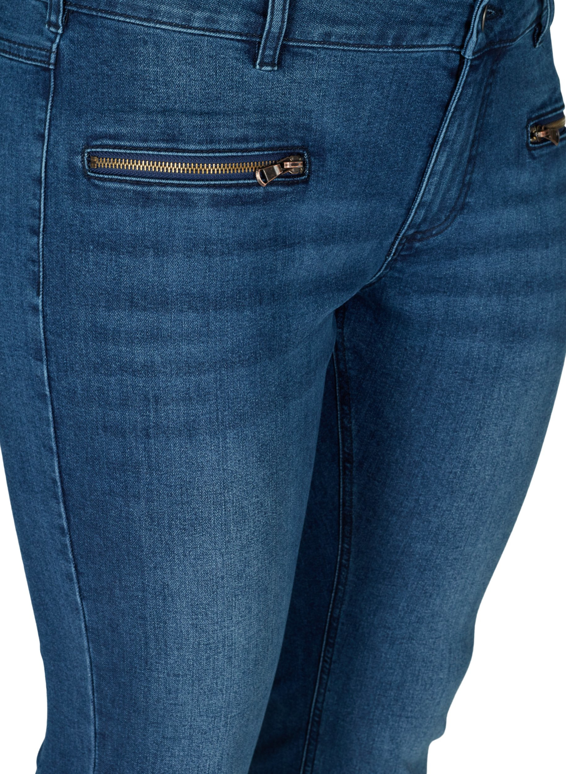 Ekstra slim Sanna jeans med lynlås, Blue denim, Packshot image number 2