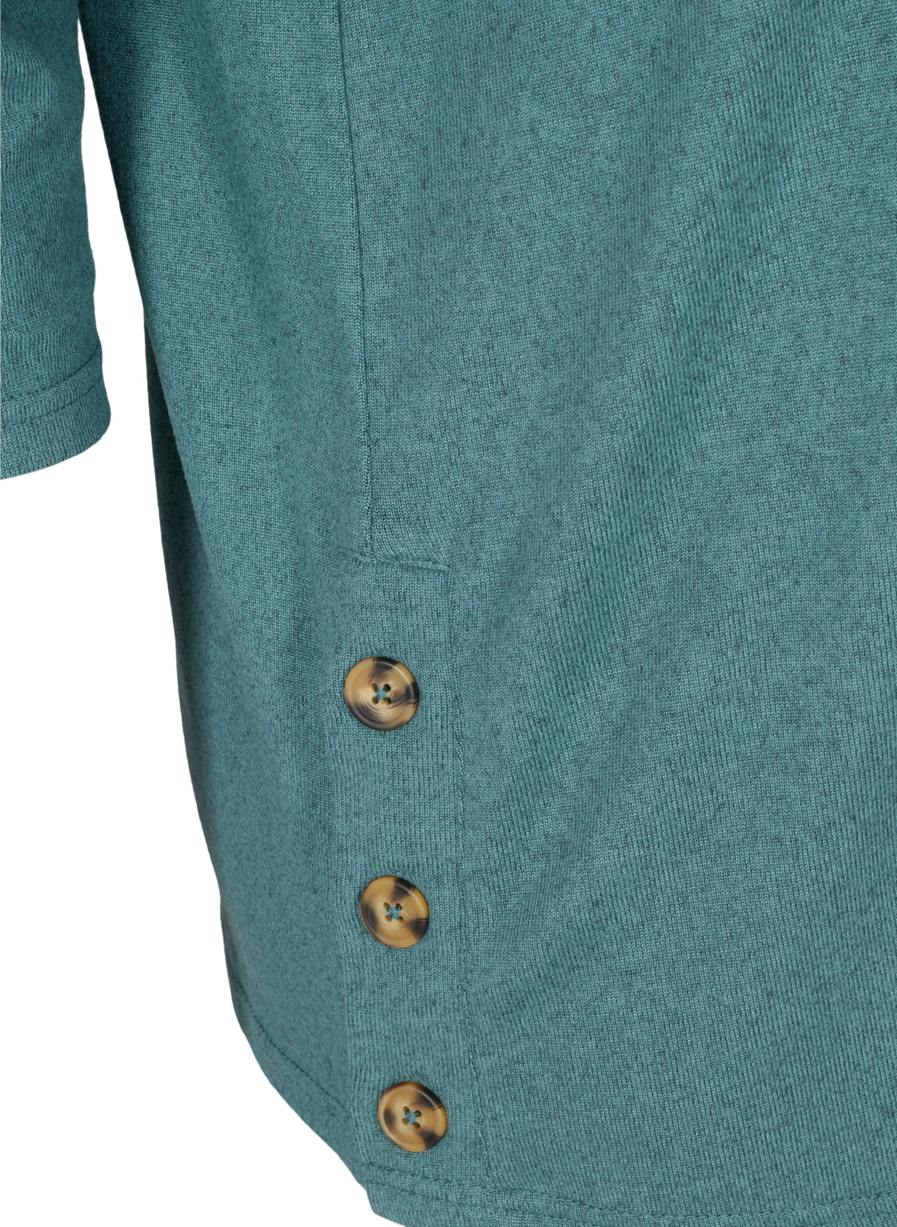 Bluse med 3/4 ærmer og knapper, North Atlantic Mel., Packshot image number 3