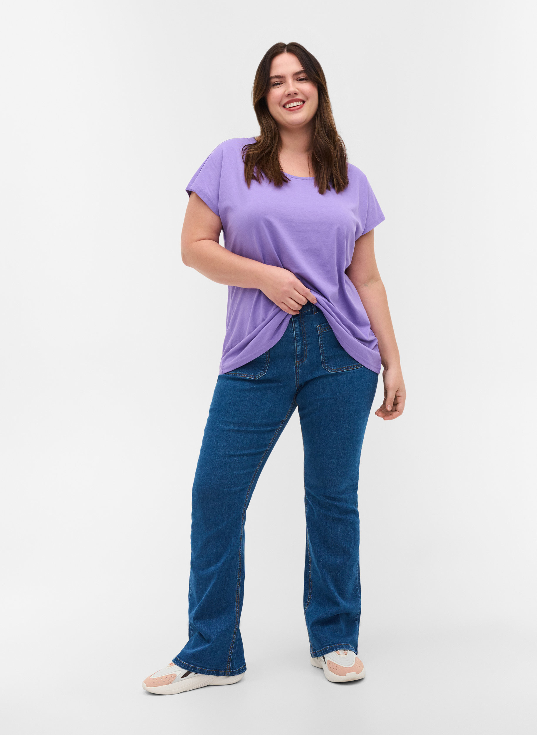 T-shirt i bomuldsmix, Paisley Purple, Model image number 2